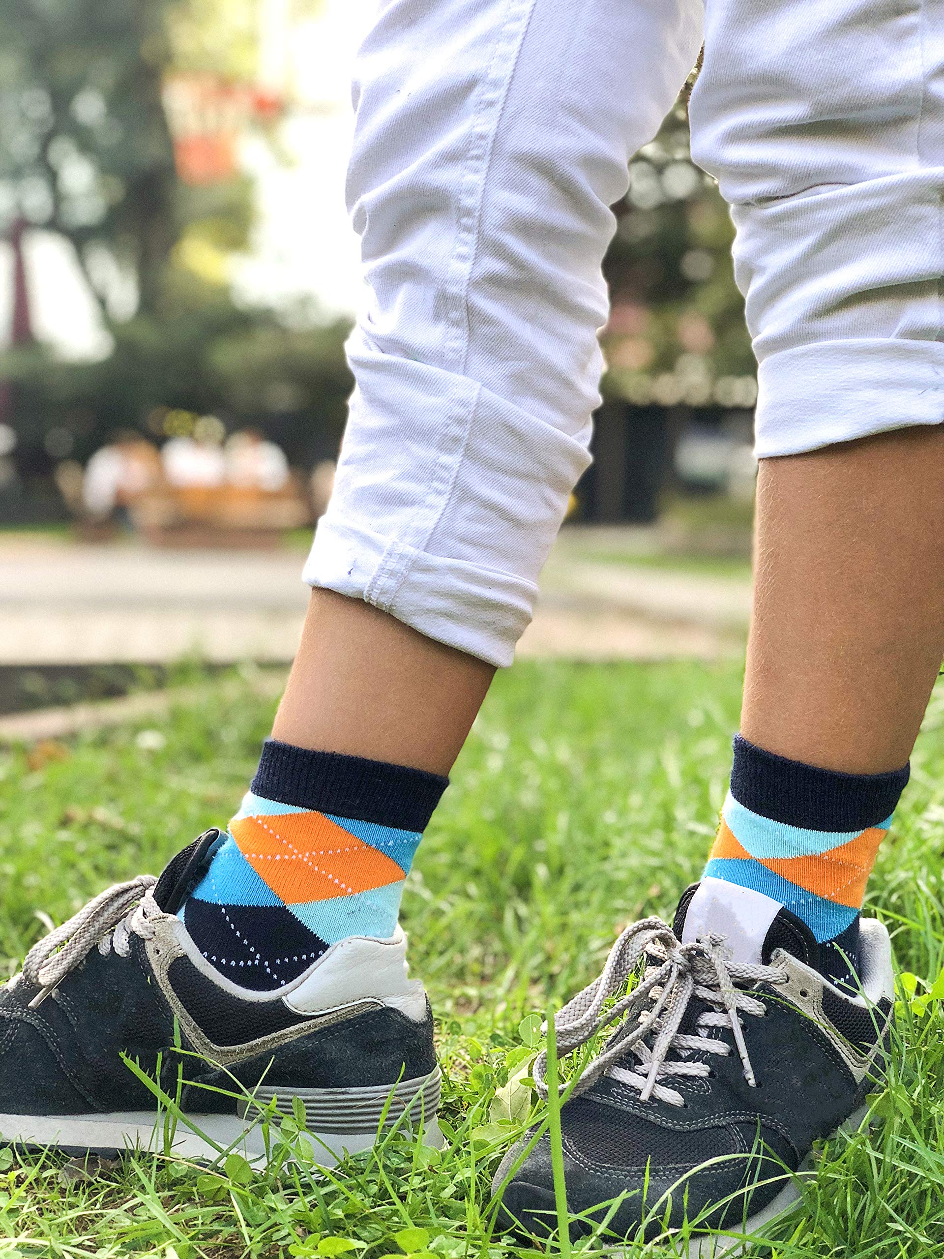Kids 5-Pair Fun Cotton Colorful Crew Socks Gift Set - Soft Dress Socks for Boys & Girls - Perfect for School, Parties & Everyday Wear
