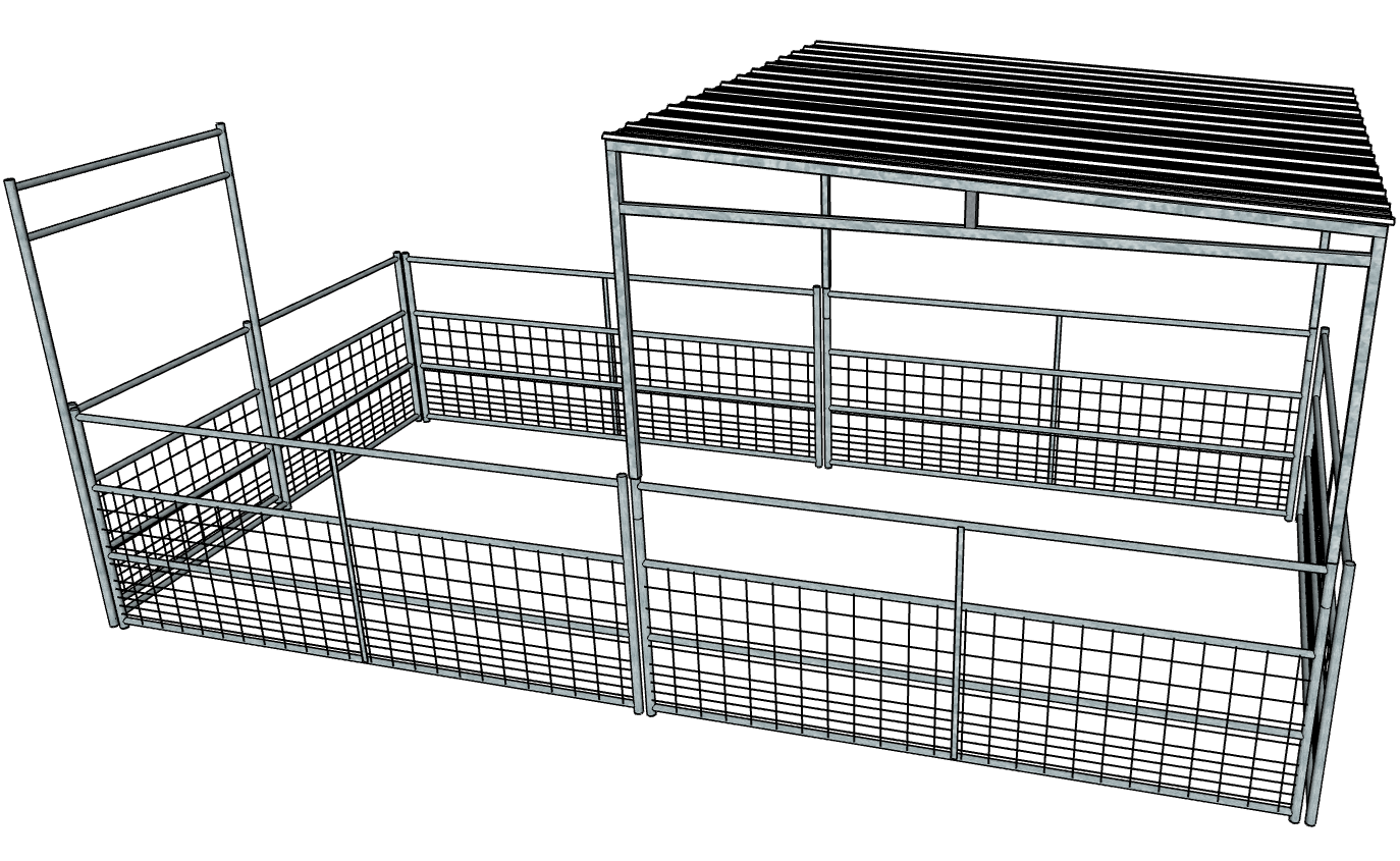 10 Ft x 20 Ft Galvanized Steel 4-Rail Horse Stall Kit with Mesh Panels & Roof - Durable Stable Shelter for Horses, Livestock & Farm Animals - Perfect for Pastures, Barns & Outdoor Animal Enclosures