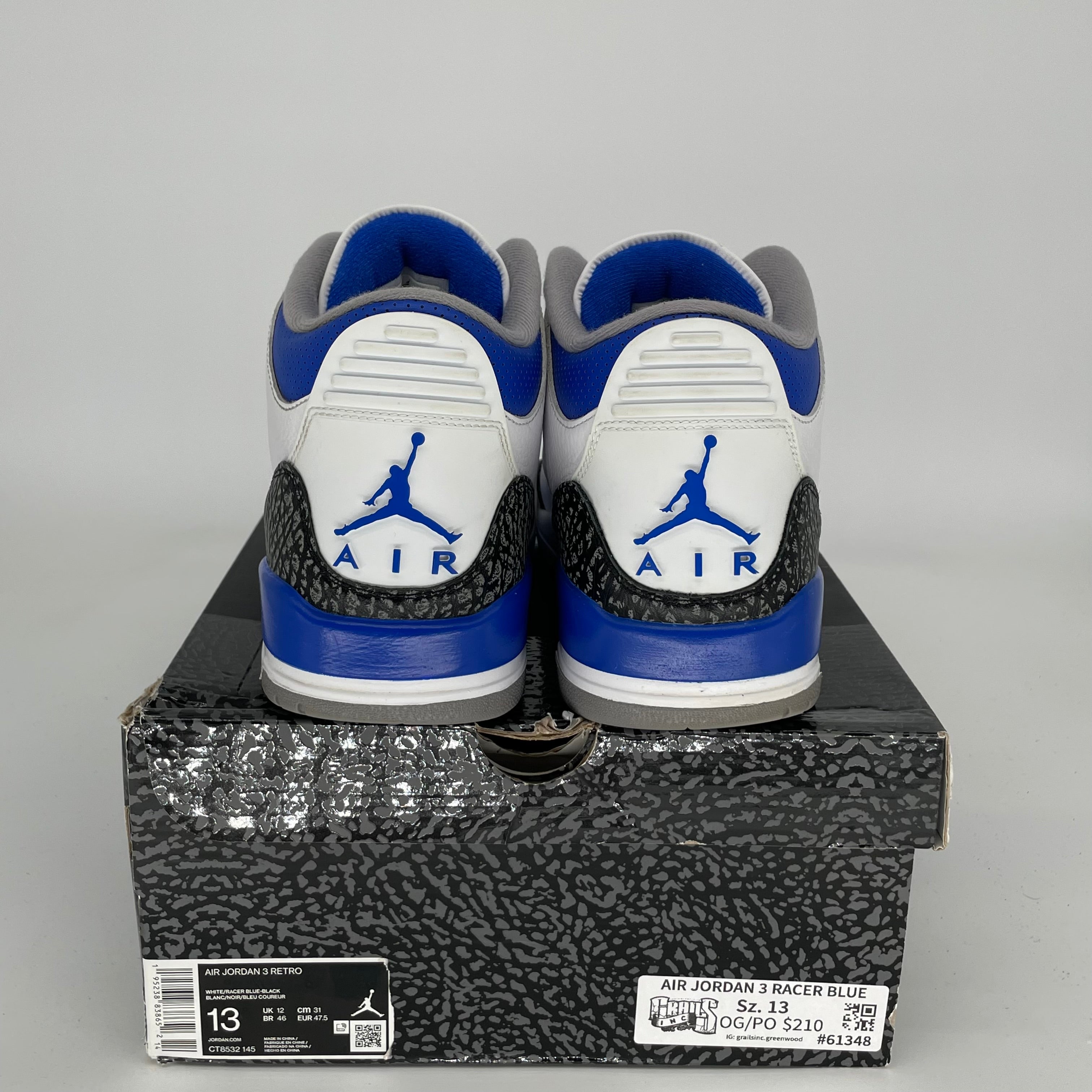 Air Jordan 3 Retro Racer Blue Men's Basketball Shoes Size 13 (CT8532-145) - Perfect for Sneaker Collectors & Casual Streetwear