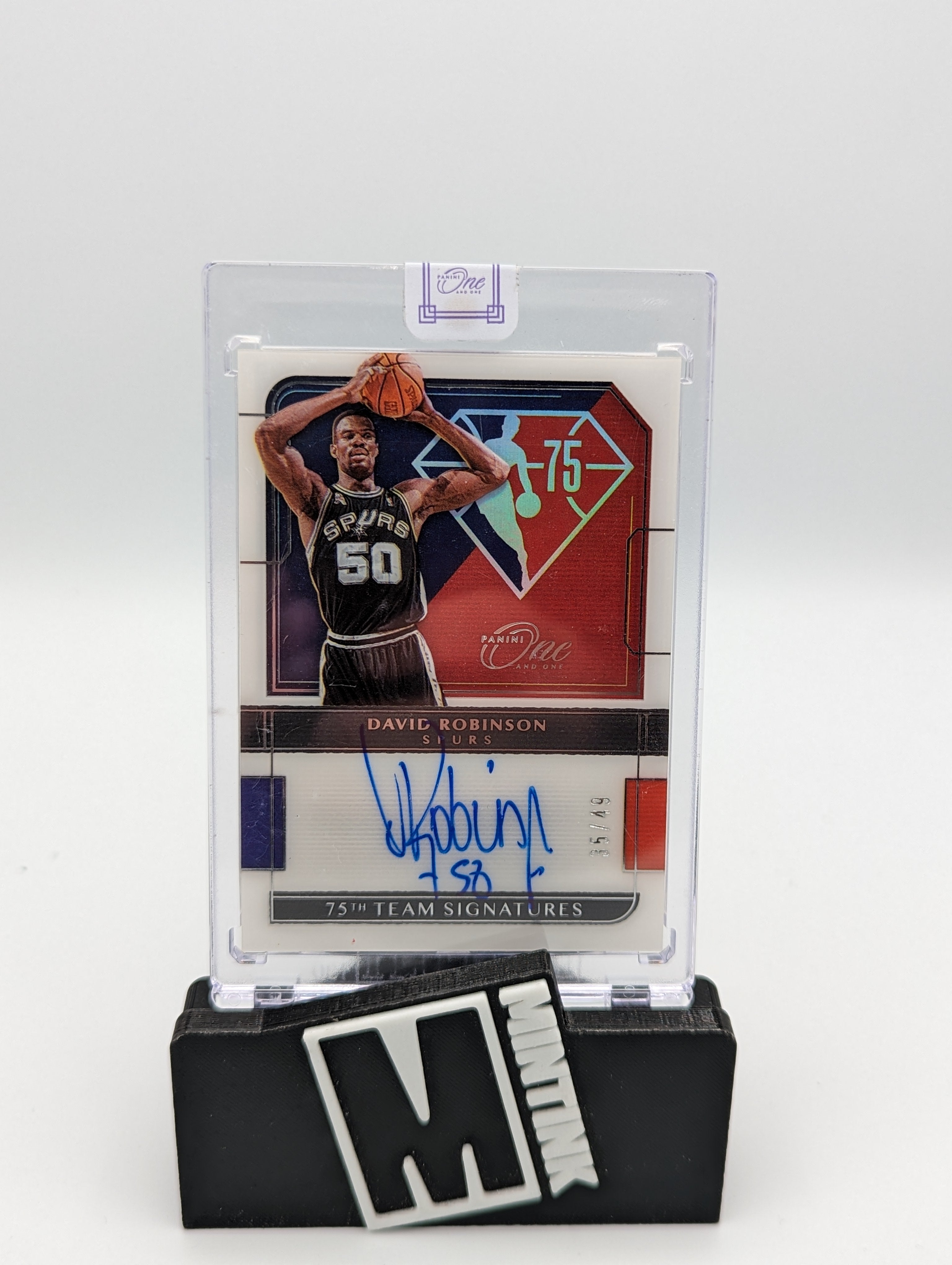 2021-22 Panini One and One David Robinson 75th Team Signatures 35/49 #75 DRB - Rare Basketball Trading Card for Collectors & Fans - Perfect for Sports Memorabilia Displays & Auctions