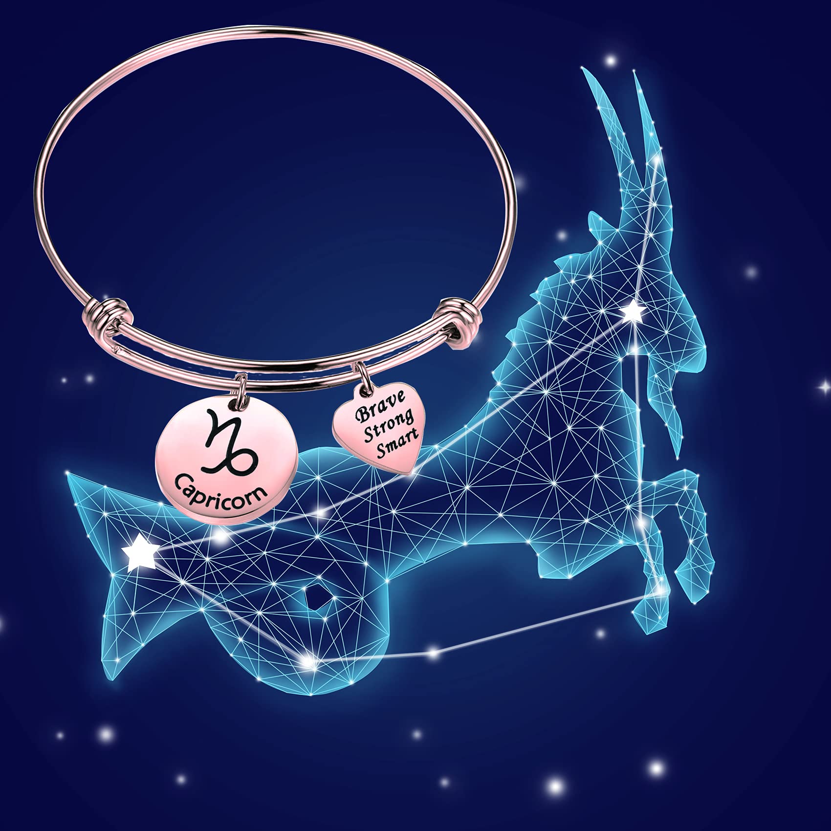 Rose Gold Zodiac Bracelet - Expandable Wire Bangle for Women | Birthday Gift & Daily Wear