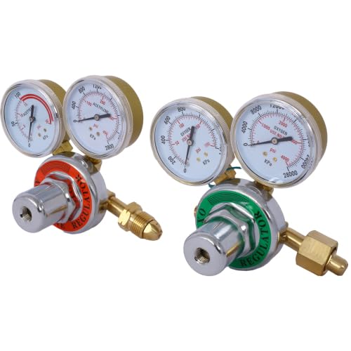 Professional CACHIL Oxygen Acetylene Welding Kit - 4 Nozzle Cutting Torch with 15ft Hose & Gauge Regulators for Metal Fabrication, Repair & DIY Projects