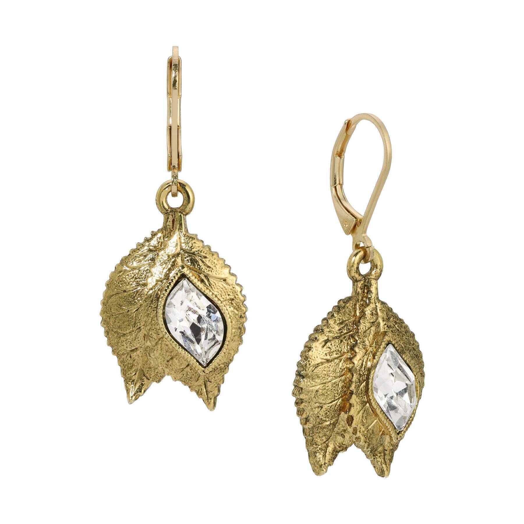 1928 Jewelry Autumn Leaves Austrian Crystal Drop Earrings - Elegant Dangling Earrings for Women, Perfect for Weddings, Parties & Evening Events
