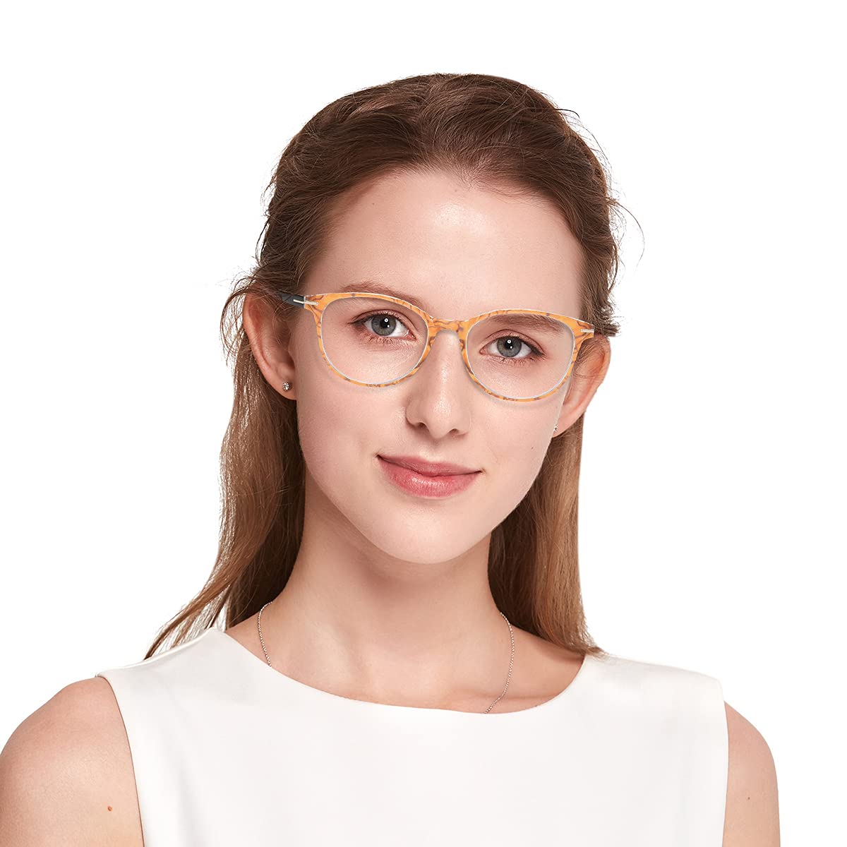 Blue Light Blocking Reading Glasses for Women - Anti Glare Computer Glasses with Spring Hinge & Floral Pattern - Perfect for Office Work, Screen Time & Book Reading