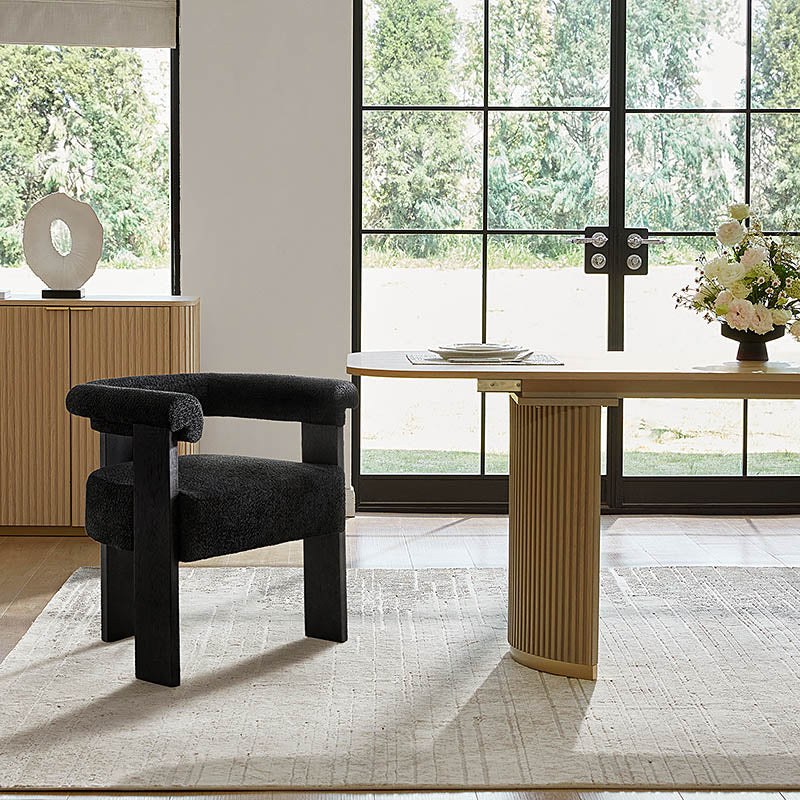 Fedor Boucle Dining Chair - Modern Upholstered Accent Chair for Kitchen, Dining Room, or Office - Soft Velvet Fabric & Sturdy Metal Legs - Elegant Home Decor & Comfortable Seating Solution