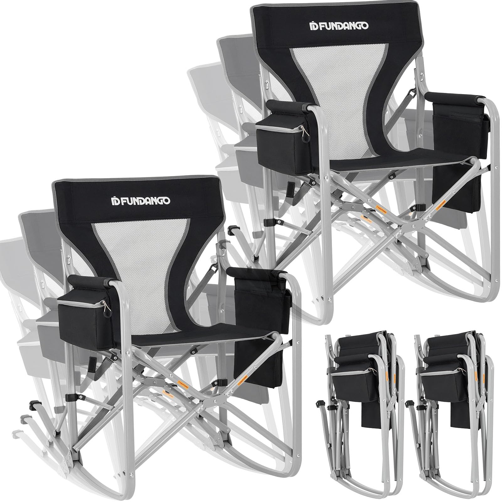 Portable Folding Rocking Chair for Adults - Lightweight Camping Chair for Outdoor, Beach, Travel, Picnic & Patio - Comfortable & Durable (BlackGrey) - Perfect for Relaxing in Backyard, Park or Beach Vacation