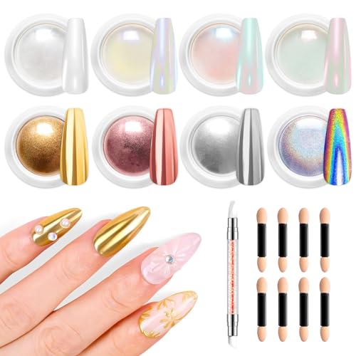 C- 8 Jars Gold Silver White Chrome Powder