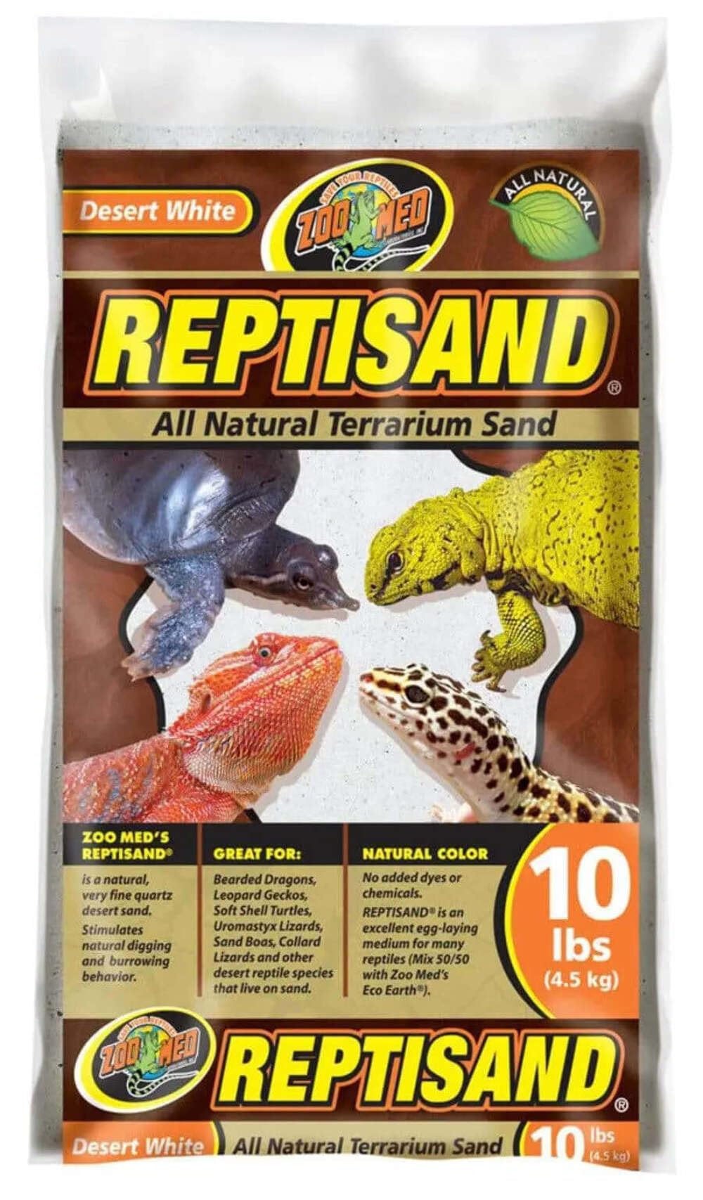 Natural Red Zoo Med ReptiSand - 10 lbs Desert Terrarium Substrate for Reptiles & Amphibians | Ideal for Bearded Dragons, Geckos & Snakes