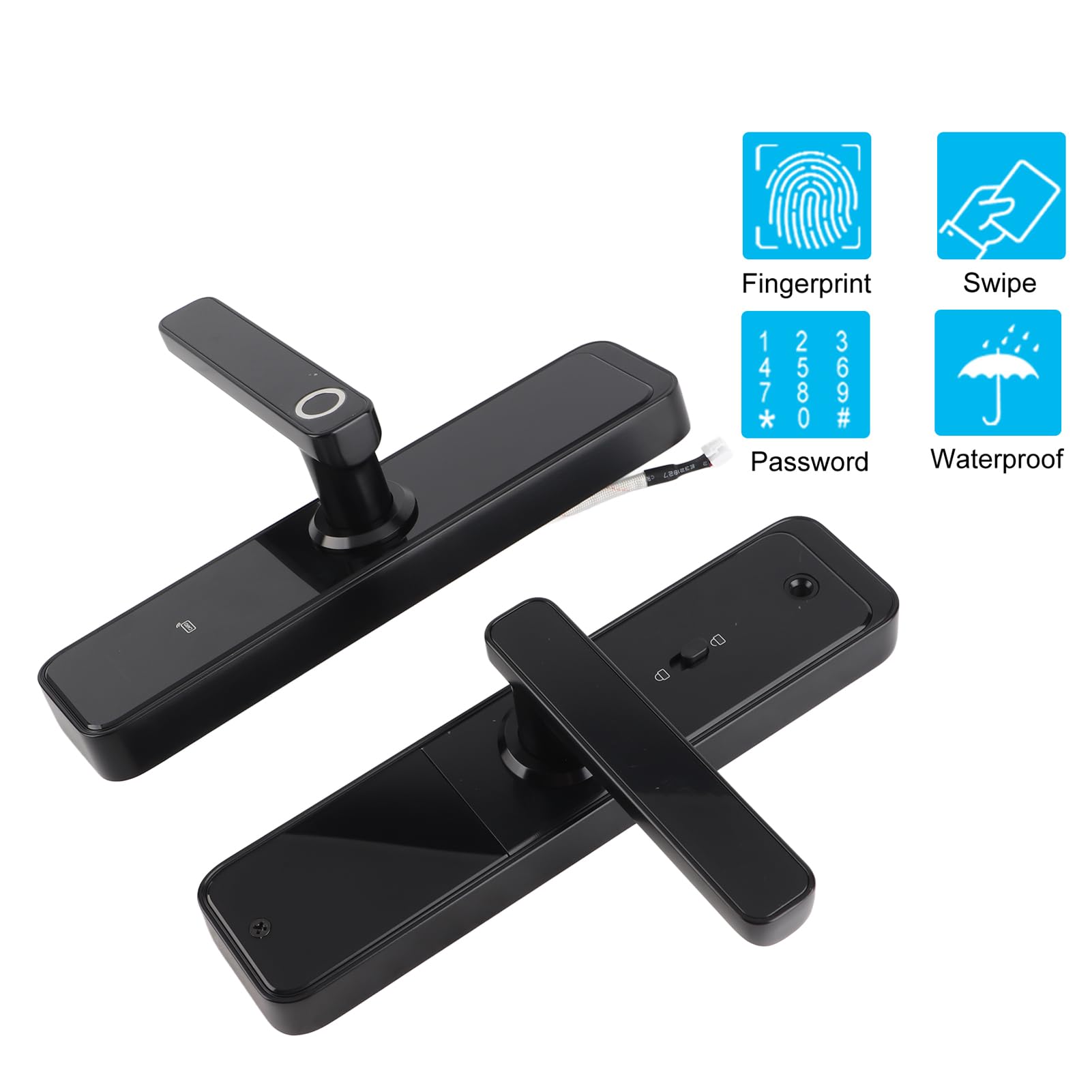 4-in-1 Smart Door Lock - Fingerprint, Key Card, Password & Mechanical Key Entry - Home Security Anti-Theft Electronic Keyless Lock for Apartments, Houses & Offices