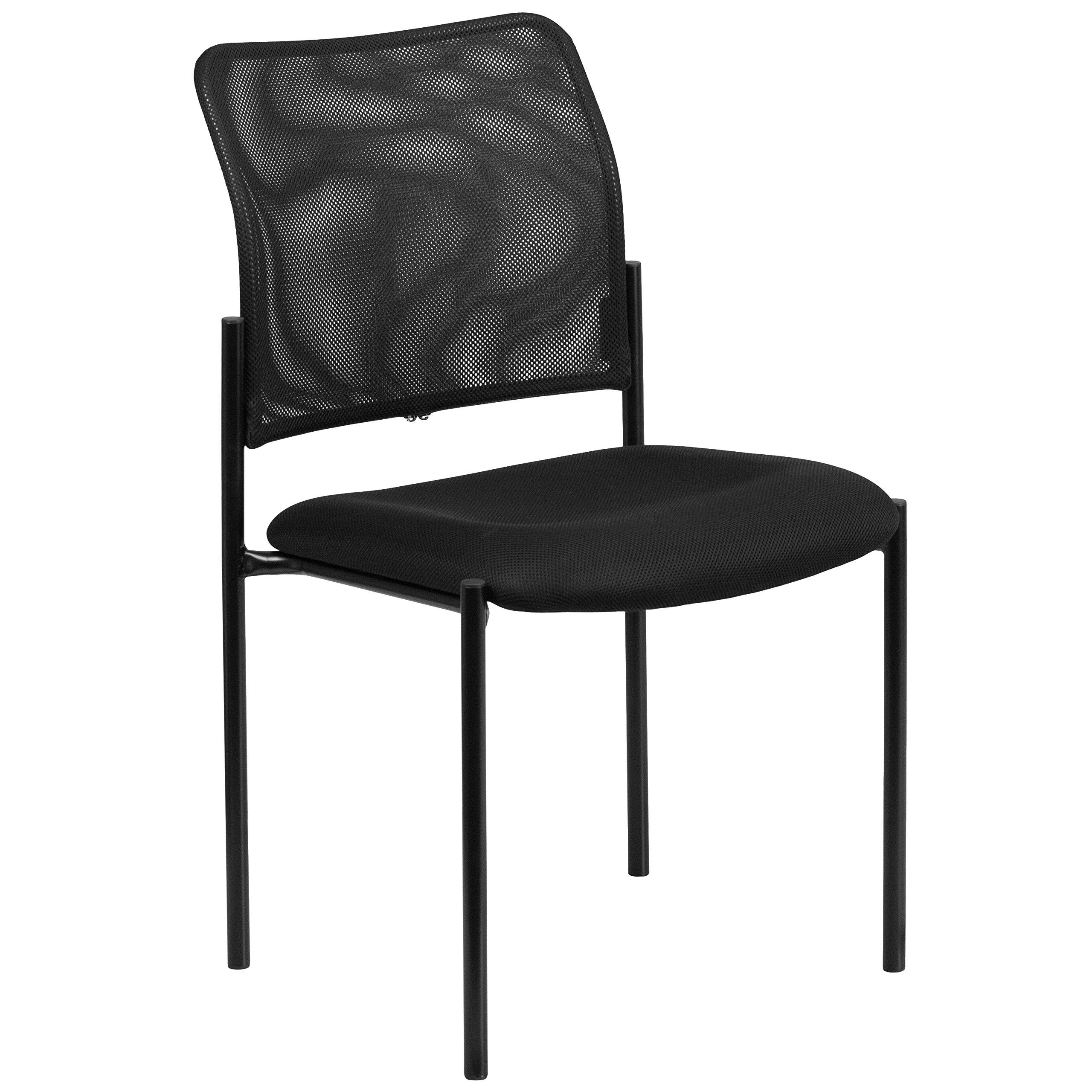 Flash Furniture Jana Comfort Black Mesh Stackable Steel Side Chair - Ergonomic Office Chair for Home & Office Use - Perfect for Conference Rooms, Dining Areas & Workspaces