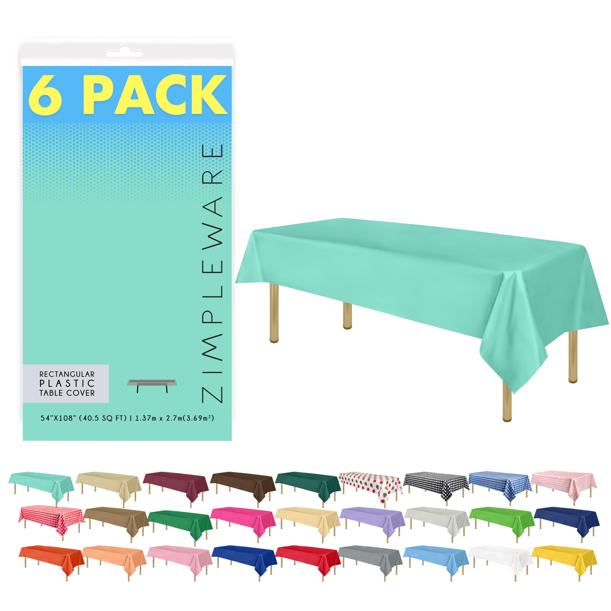 Premium Disposable Plastic Tablecloth (6-Pack) - 54