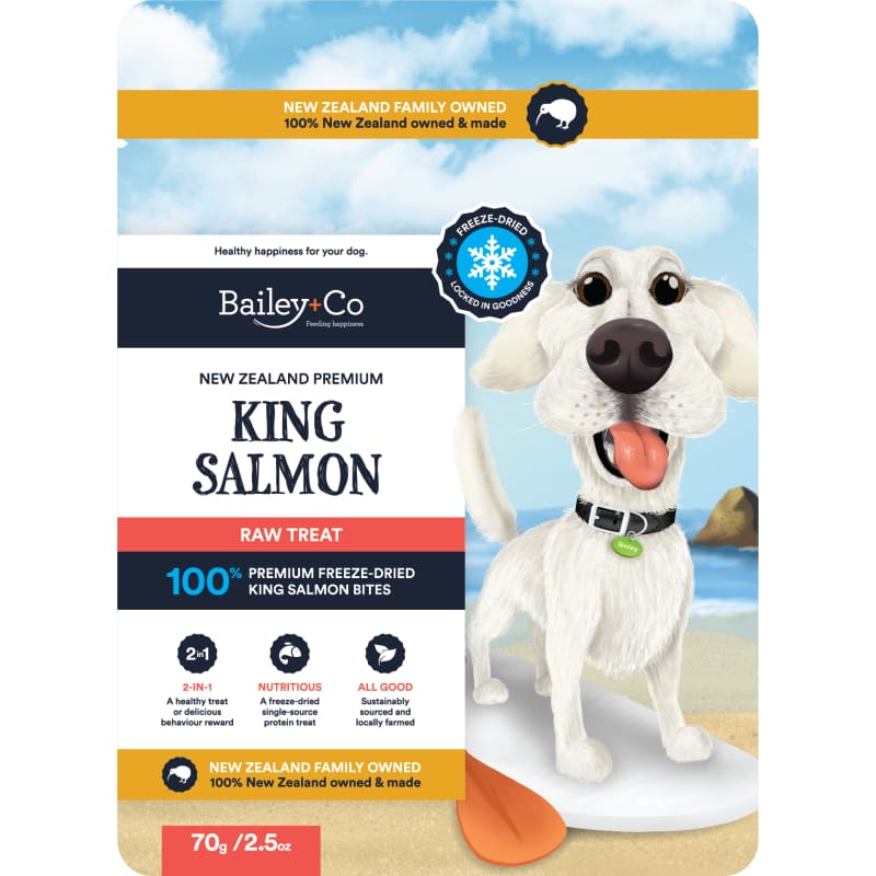Premium Freeze-Dried New Zealand King Salmon Dog Treats - 70g | All-Natural, Grain-Free, High-Protein Raw Snacks for Dogs | Perfect for Training, Rewards & Digestive Health