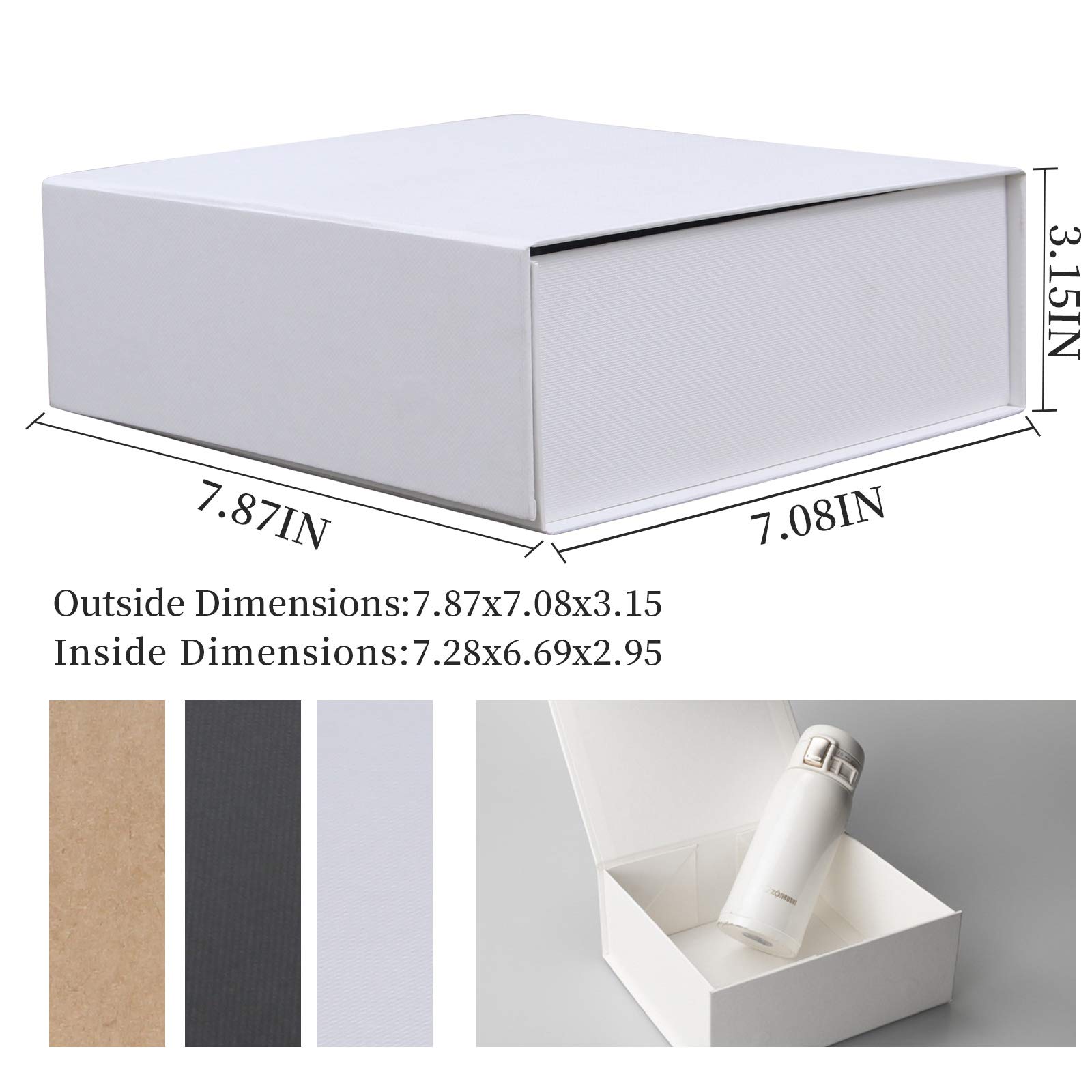 RSGift 7.8x7x3.1 Inches White Magnetic Closure Gift Box - Collapsible Wedding Proposal Box for Groomsmen, Birthday, Christmas Presents | Perfect for Jewelry, Watches & Keepsake Gifting