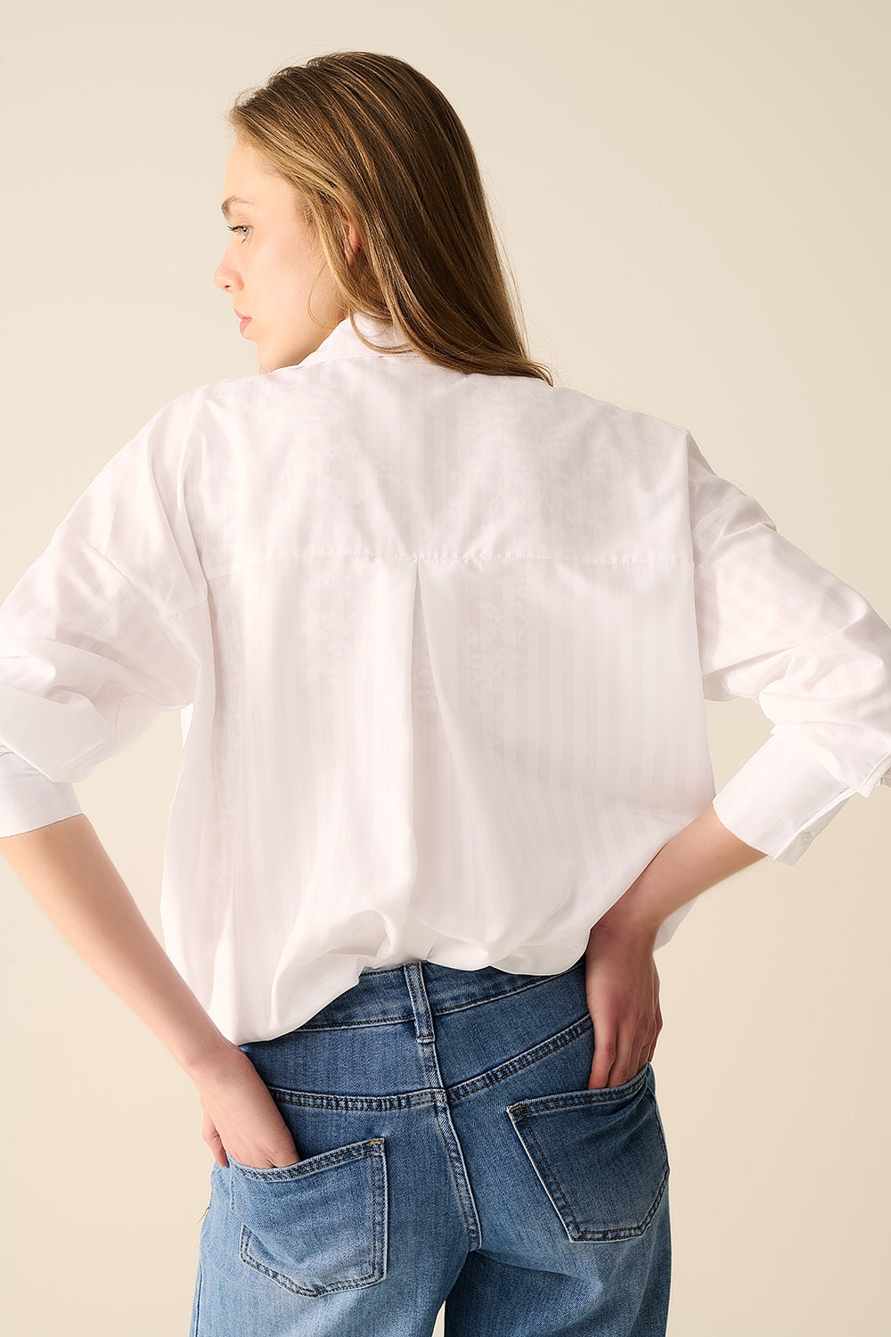 Relaxed Striped White Blouse for Women - Casual Summer Tops for Office, Date Night & Weekend Outings