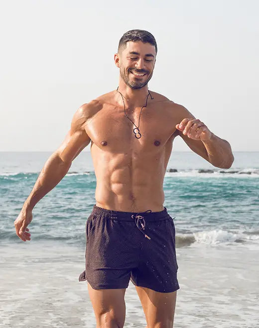 2Eros Signet S90 Textured Swim Shorts for Men - Quick-Dry Beach Board Shorts with Comfortable Elastic Waistband - Perfect for Swimming, Surfing, and Summer Vacation
