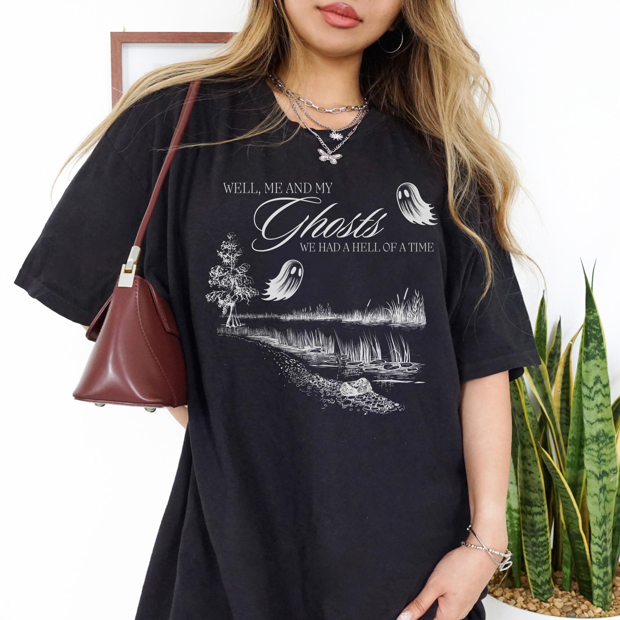 Me & My Ghosts Graphic T-Shirt - Funny Halloween Costume & Casual Wear for Men and Women - Perfect for Parties, Cosplay & Everyday Outfits