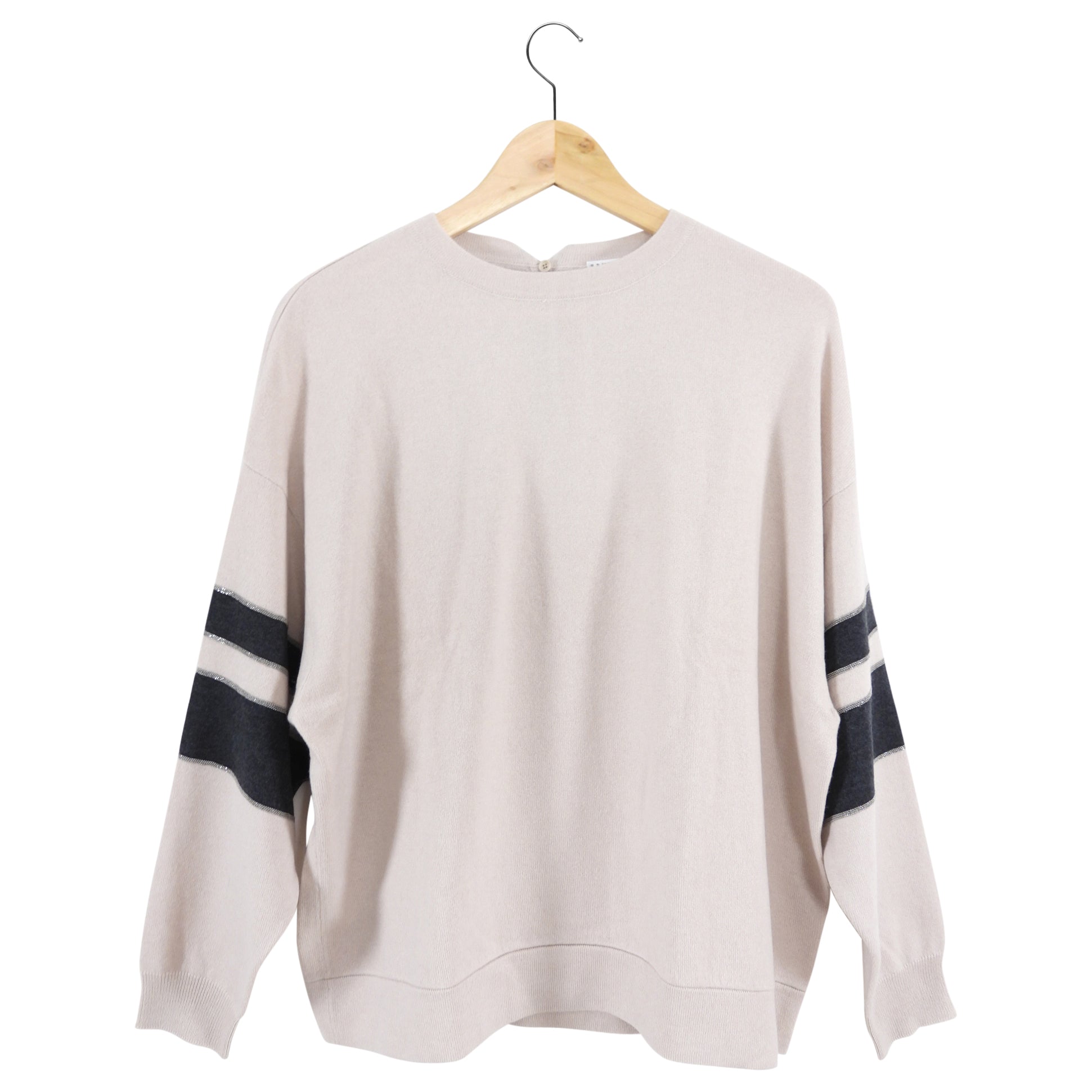 Brunello Cucinelli Women's Pale Pink Cashmere Band Sleeve Sweater | Soft Luxury Knitwear for Fall & Winter | Perfect for Office, Date Night & Casual Outings