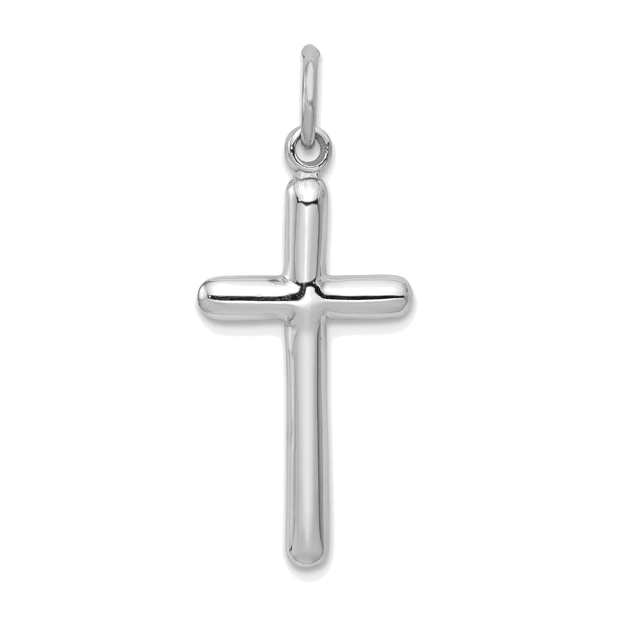 Bonyak 14K White Gold Cross Pendant Necklace for Women - Elegant Religious Jewelry Gift for Baptism, Confirmation & Everyday Wear