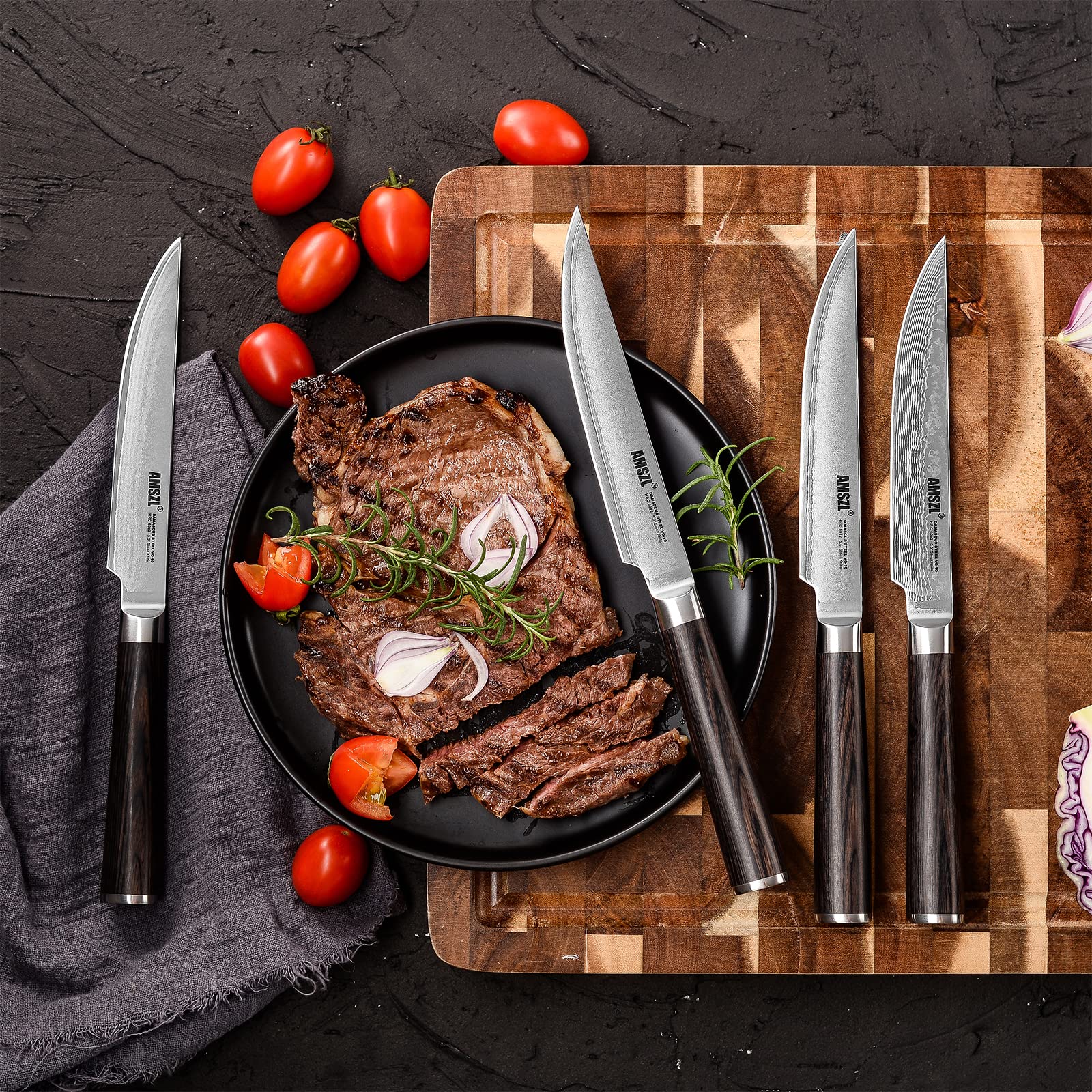 Premium 6-Piece Damascus Steak Knife Set - 5.5