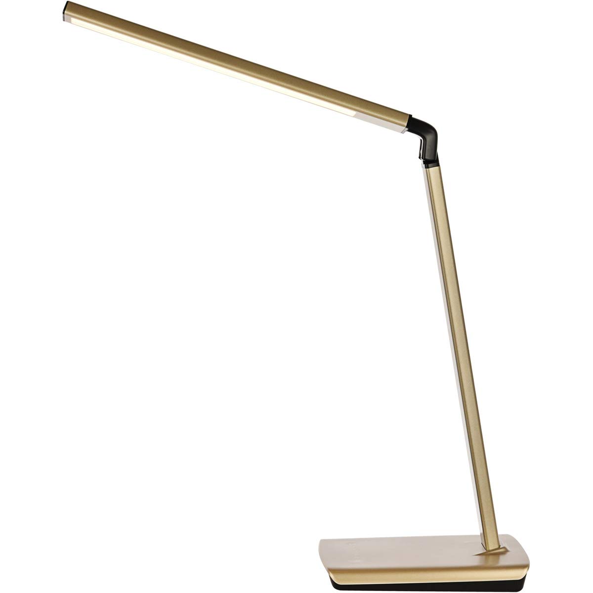 Sleek LED Desk Lamp with Touch Dimmer & USB Charging Port - Champagne Gold Finish for Home Office, Study, and Reading