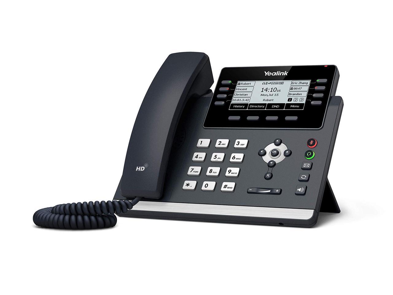 Yealink SIP T43U IP Phone - Corded VoIP Business Phone with HD Voice, Wall Mountable & Desktop Use, Gray - Ideal for Office, Call Center & Remote Work