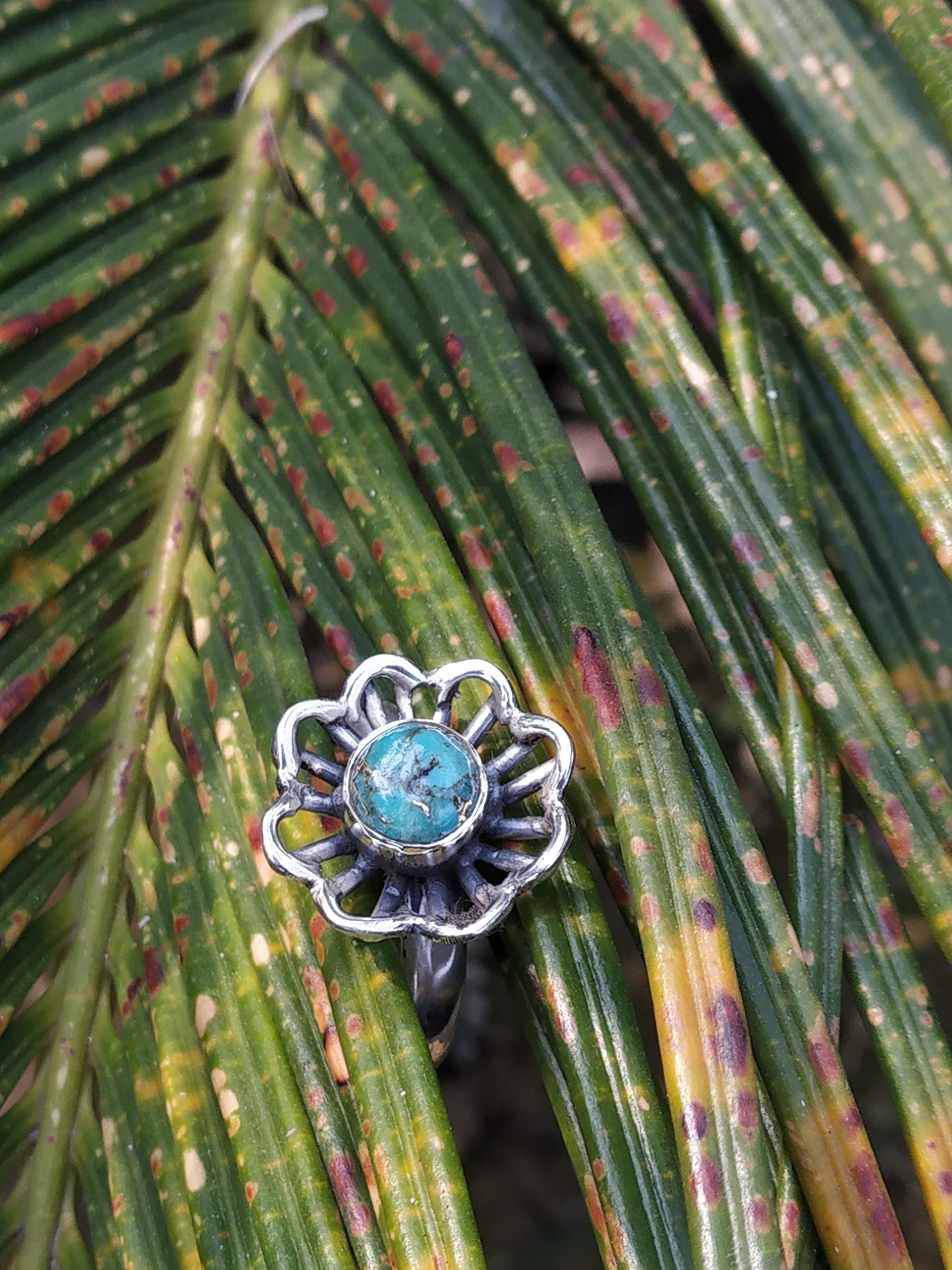 925 Sterling Silver Blue Copper Turquoise Spinner Ring - Unique Boho Dainty Statement Solitaire Ring for Healing, Antique & Promise - Perfect for Gifts, Meditation & Fashion Accessories