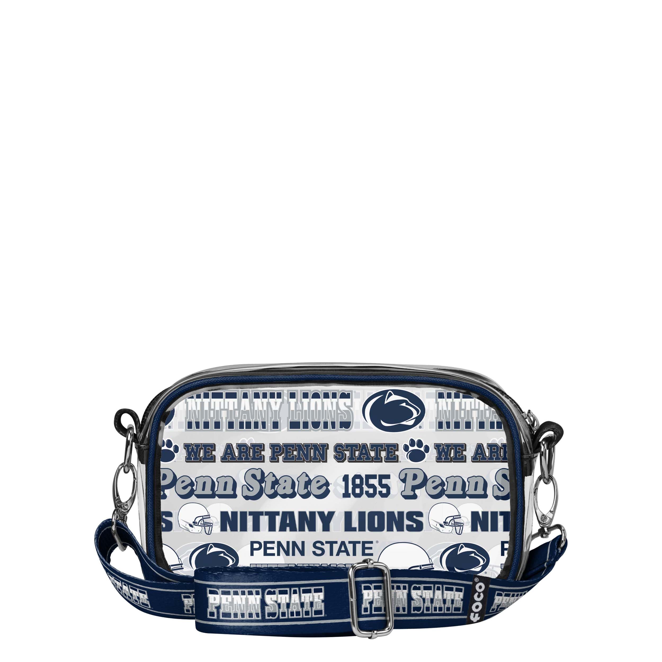 FOCO NCAA College Team Logo Stripe Clear Crossbody Bag for Women - Waterproof Stadium Approved Game Day Purse for Football, Basketball & Tailgating Events