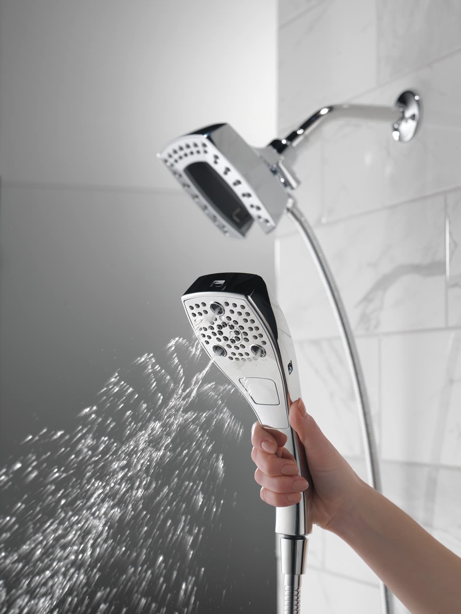 Delta Faucet 5-Spray In2ition Dual Shower Head with Handheld Spray - H2Okinetic Technology, Magnetic Docking, Lumicoat Chrome Finish (Model 58474-PR25) - Perfect for Spa-Like Showers and Bathroom Upgrades