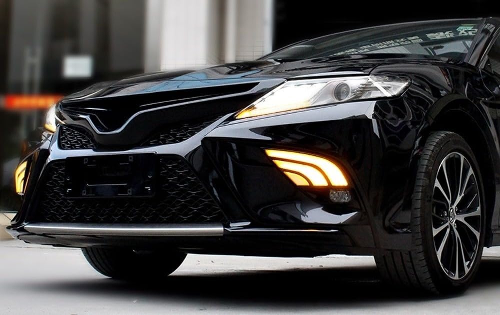 iJDMTOY Switchback LED Daytime Running Lights Assembly - Compatible with 2018-2020 Toyota Camry SE/XSE/TRD Models | JDM Style White/Amber DRLs with Sequential Turn Signals | Perfect for Night Driving & Car Customization
