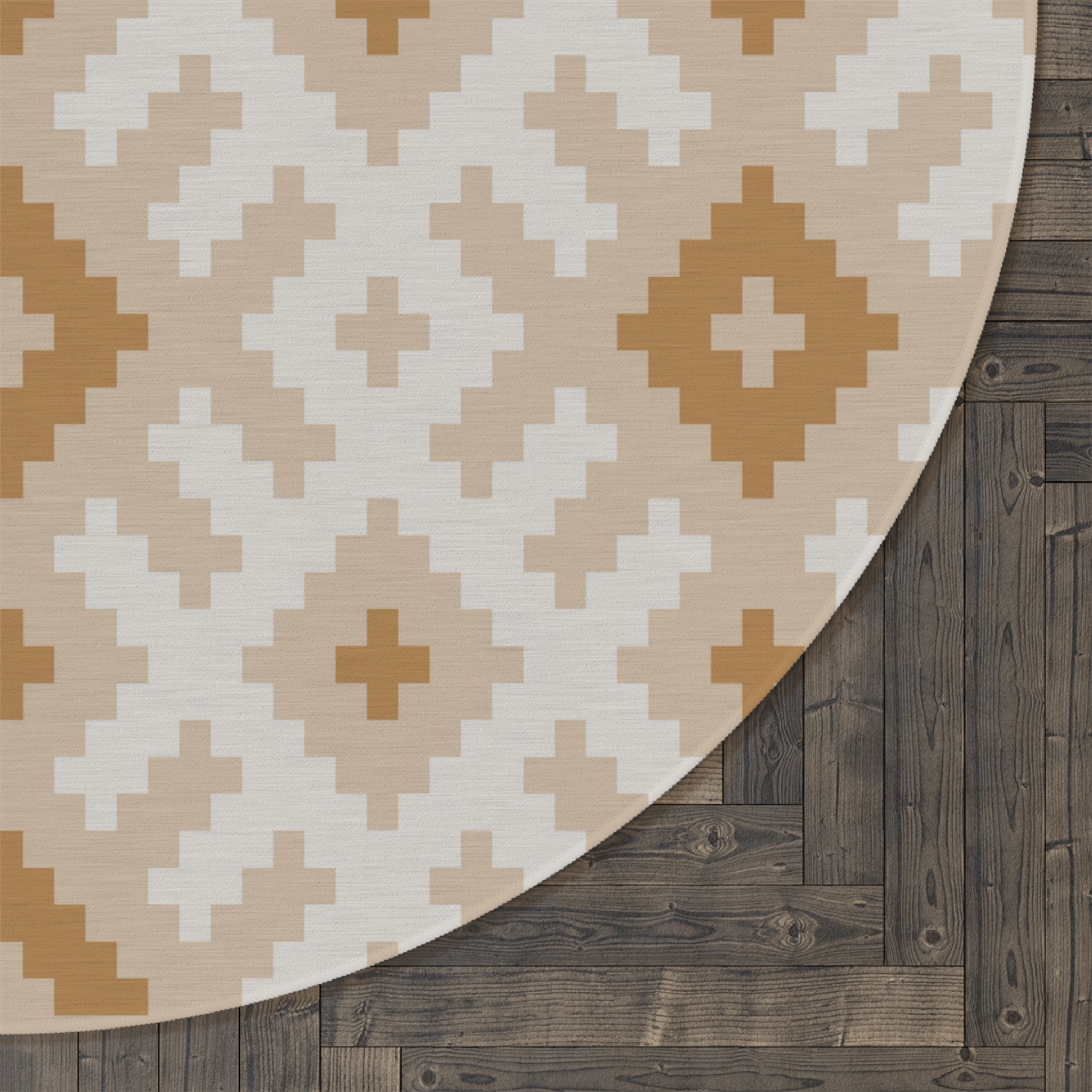 Bohemian Round Rug - Southwestern Style Handwoven Sand Plains Design for Living Room, Bedroom & Boho Decor