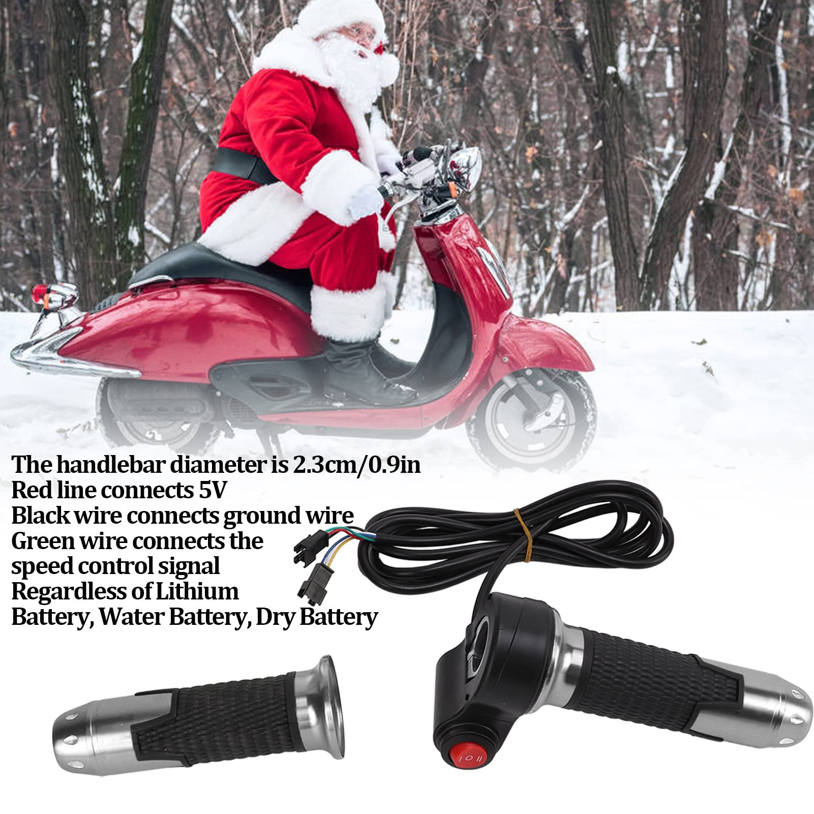 Universal 12V-99V Electric Throttle Grips - 1 Pair Motorcycle Handlebar Grips with 3-Speed Switch, Scooter Accelerator Handle (Ideal for E-Bikes, ATVs, and Electric Scooters)