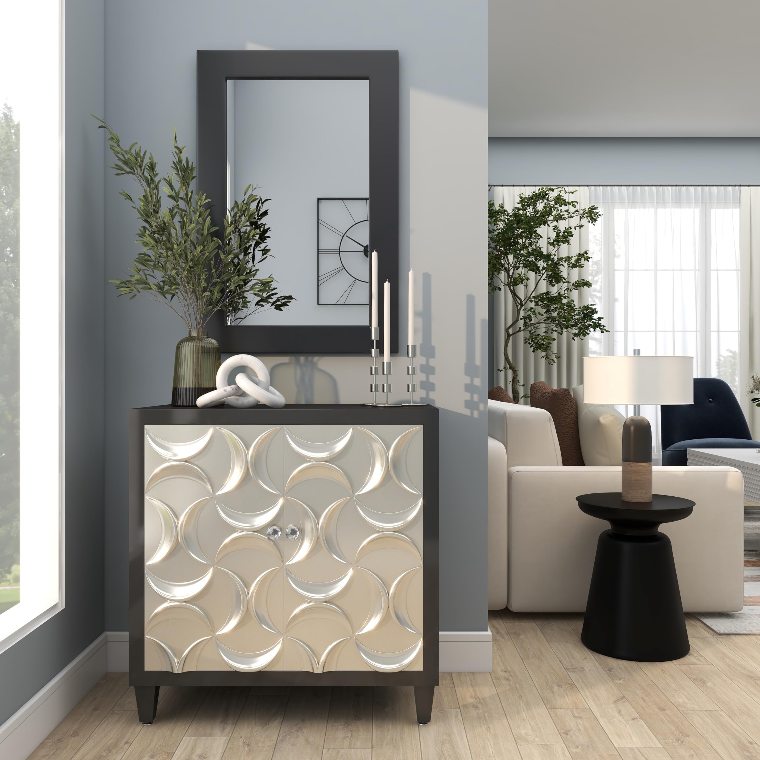 Deco 79 Modern Black Wooden Wall Mirror - 24