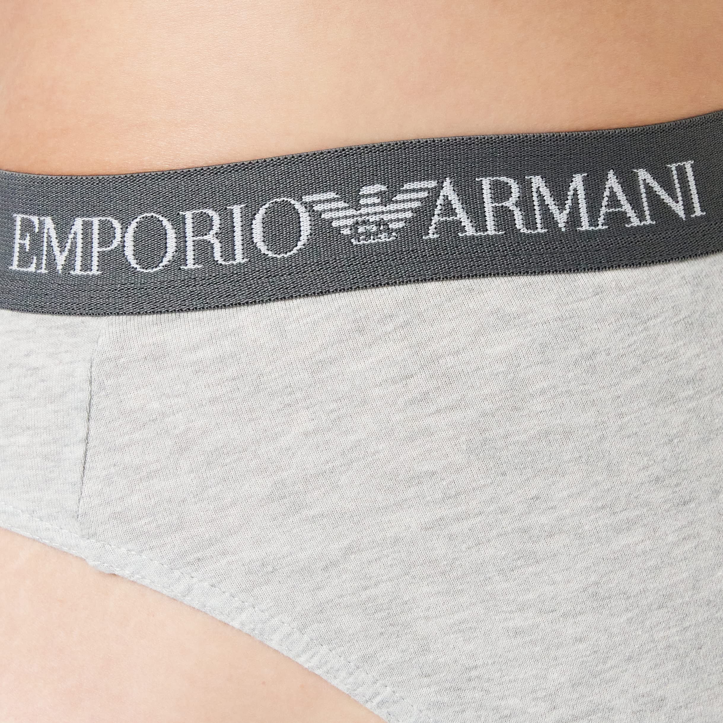 Emporio Armani Men's 2-Pack 100% Cotton Brief Underwear - Navy & Grey - Soft Comfort Boxer Shorts for Everyday Wear & Gym