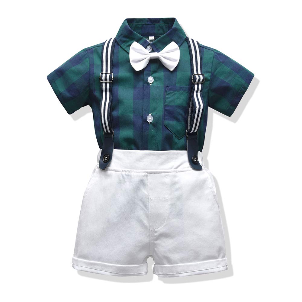Stylish 2-Piece Summer Outfit for Toddler Boys - Cotton Striped Shirt with Bow Tie & Shorts Suit | Perfect for Weddings, Parties & Special Occasions