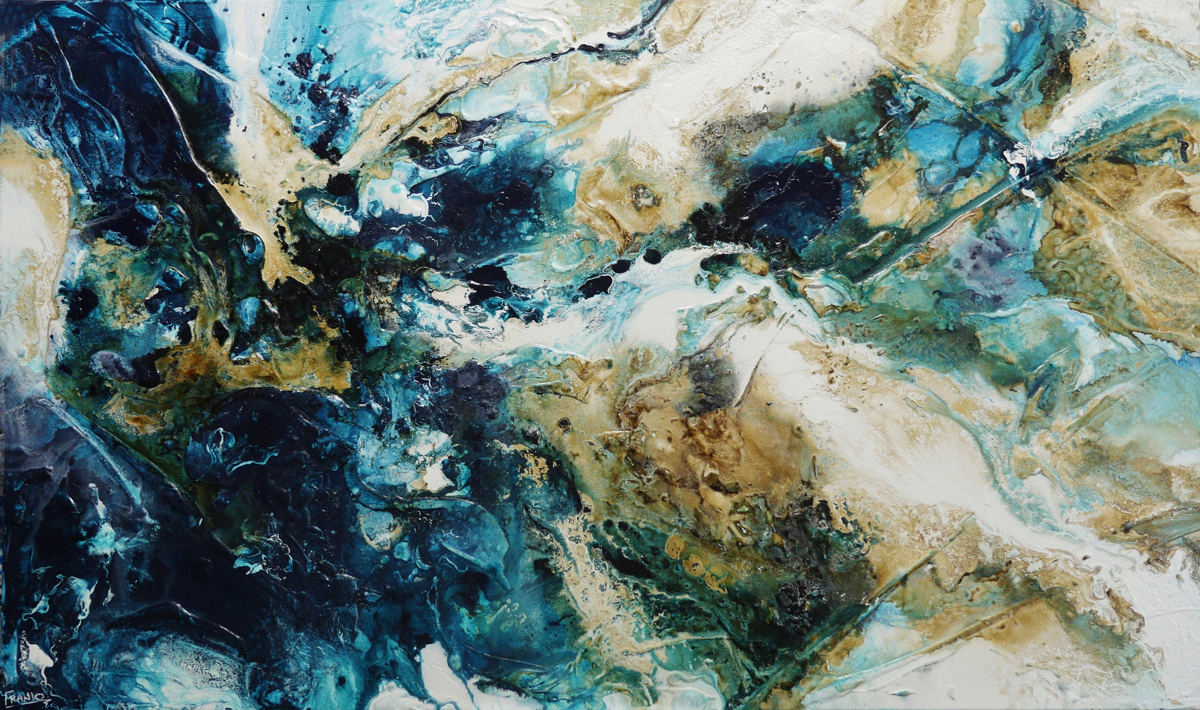 200cm x 120cm Smashed Southern Textured Abstract Canvas Wall Art - Modern Home Decor for Living Room, Bedroom & Office