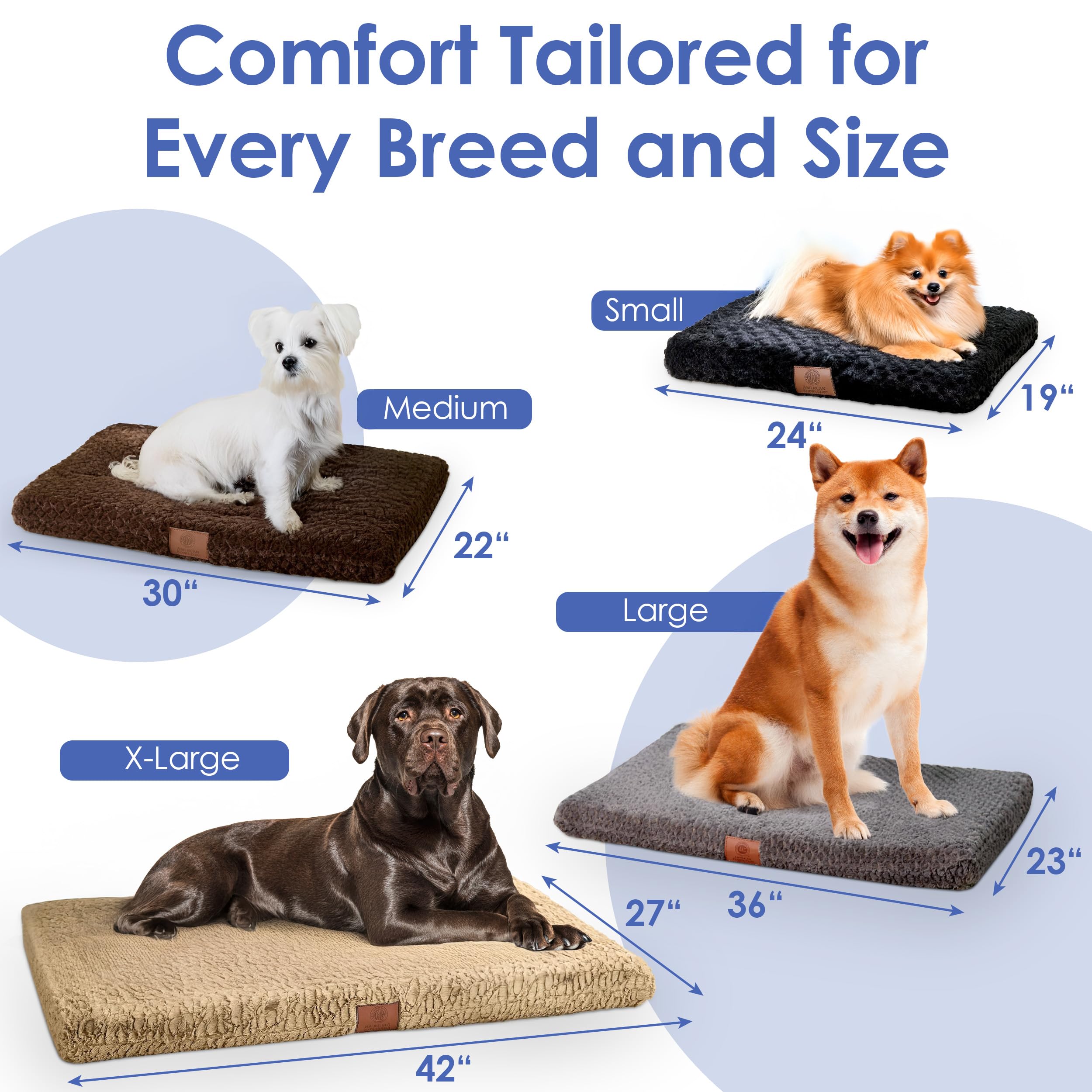 AKC Orthopedic Memory Foam Dog Bed for Large Dogs - 36x23 Inch Washable Crate Mat with Egg Crate Foam & Non-Slip Bottom - Joint Pain Relief Pet Bed for Arthritis - Breathable & Durable Tan Kennel Pad - Perfect for Crates, Floors & Senior Dogs