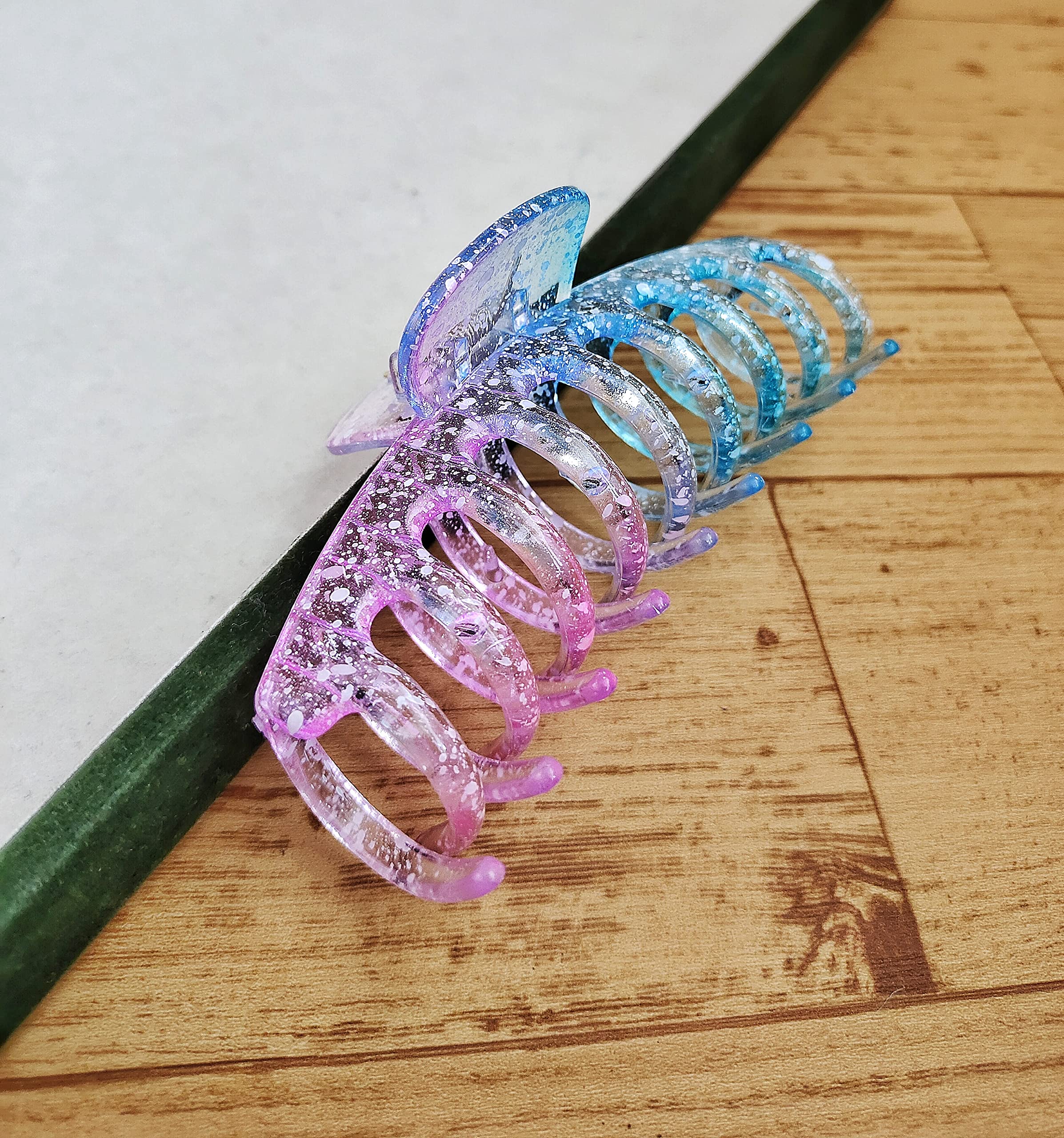 Korean Style Large Hair Claw Clip - RedChimes Thick Hair Clutcher for Women & Girls (6 Pack, Transparent Jumbo Clips) - Perfect for Updos, Ponytails & Everyday Hairstyles