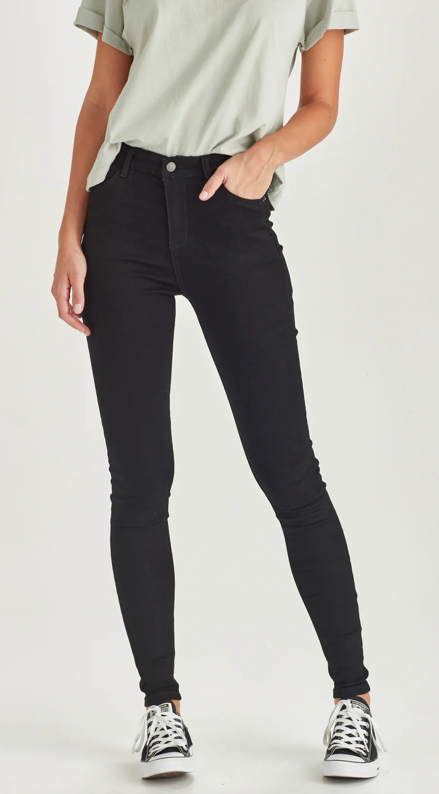 Rocker Tall Black Jeans for Women - High Waisted Skinny Denim Pants for Casual Wear & Night Out