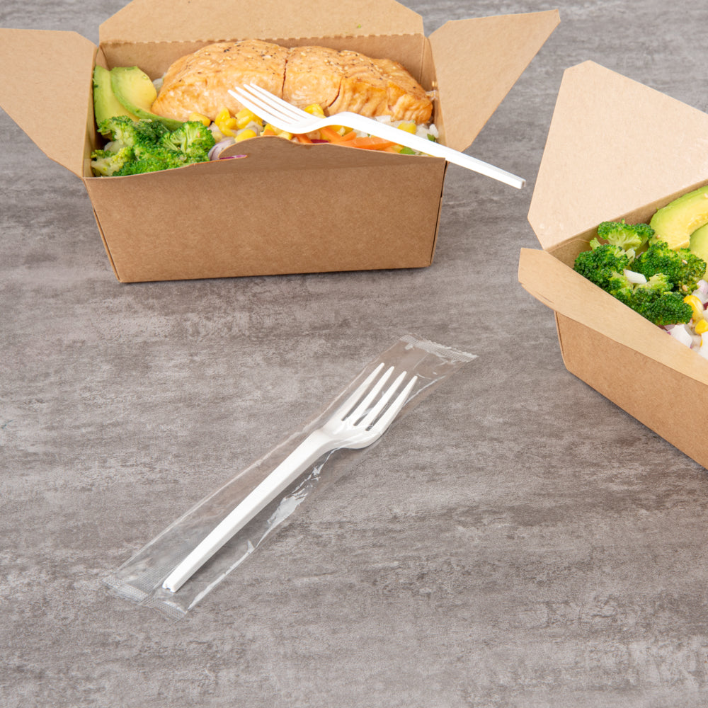 Eco-Friendly Compostable White CPLA Plastic Forks - Heat Resistant, 6.5 Inch, 250 Count Bulk Pack - Perfect for Parties, Picnics & Catering Events