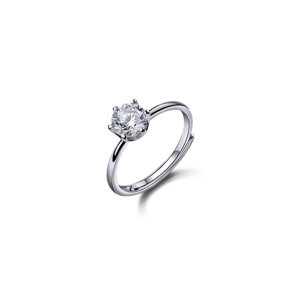 Solitaire Engagement Rings 925 Sterling Silver - Minimalist CZ Crystal Fake Diamond Wedding Band, Eternity Promise Ring for Women & Girls - Adjustable Anniversary Jewelry Gift for Her - Perfect for Proposals, Weddings & Special Occasions