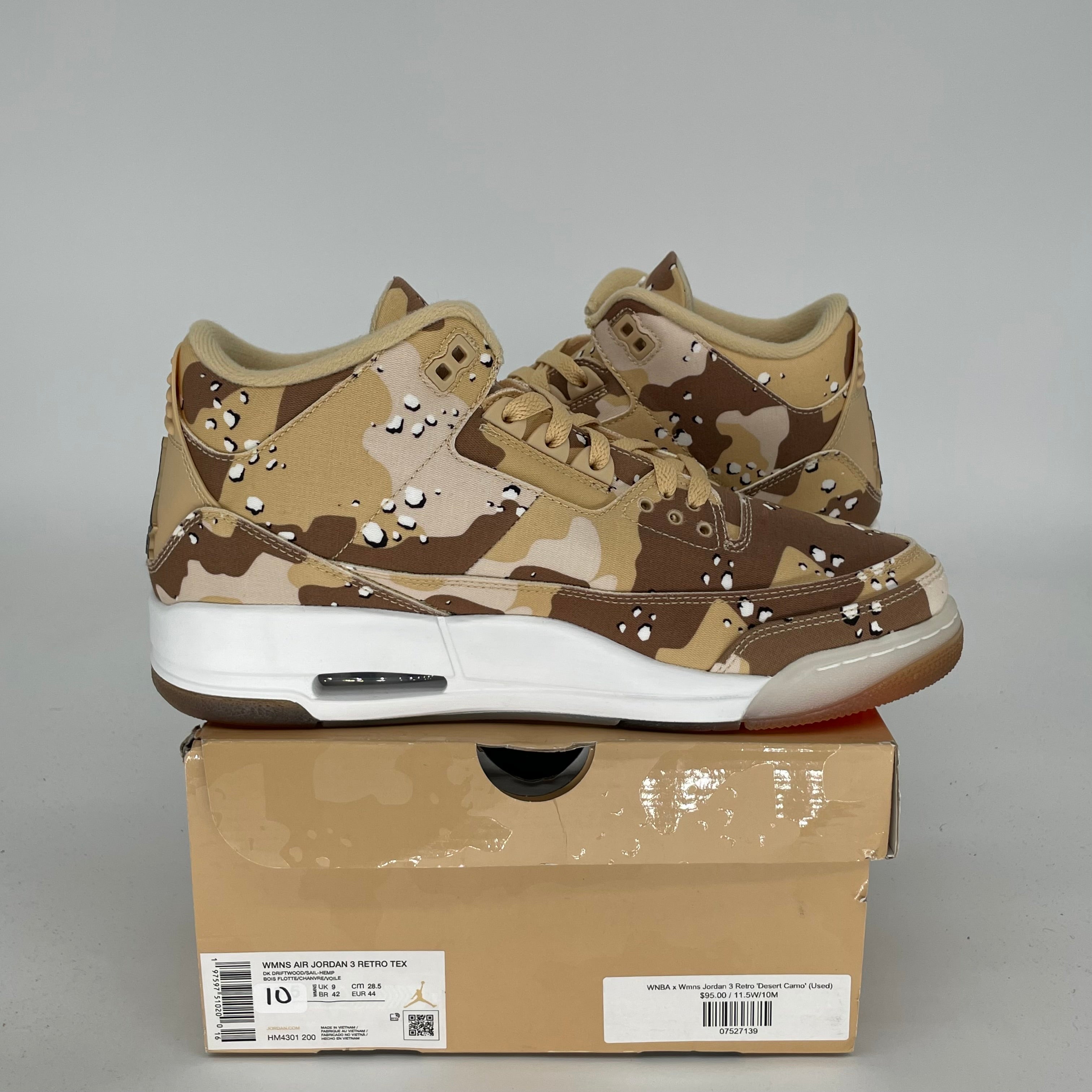 AIR JORDAN 3 WNBA Desert Camo Women's Basketball Shoes Size 10/11.5W - Style HM4301-200 | Perfect for Streetwear, Sneaker Collecting & Basketball Games