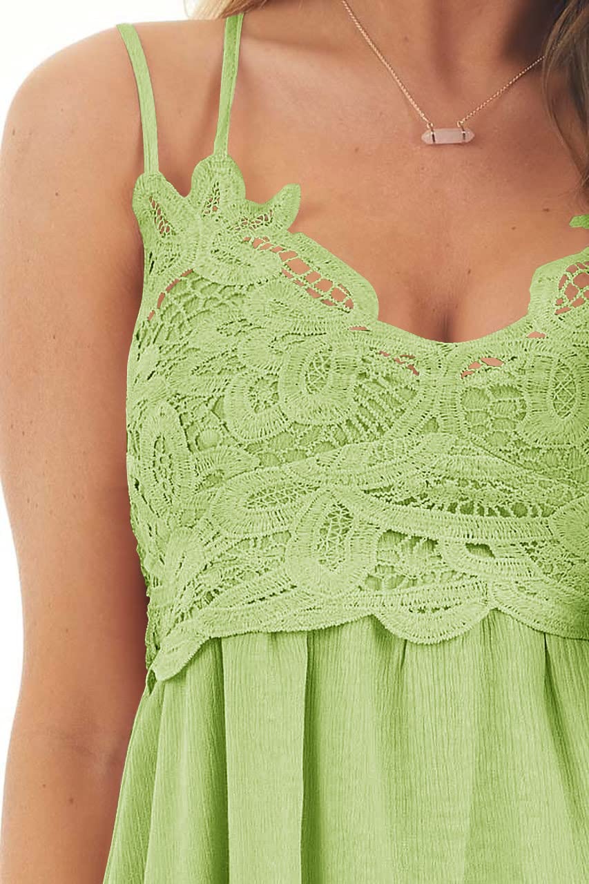 Feager Women's Lace Tank Tops - Summer Spaghetti Strap Chiffon Cami Sleeveless Shirts | Perfect for Beach, Vacation & Casual Wear