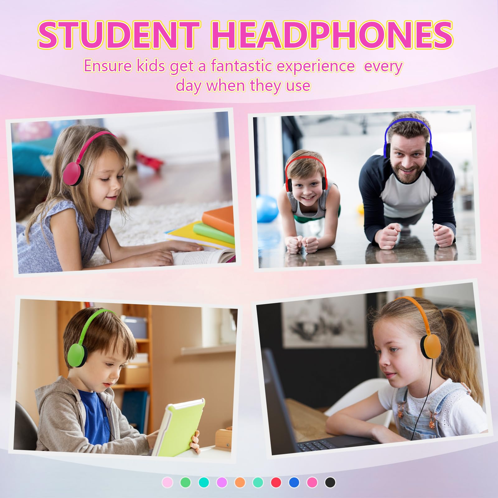 **15 Pack Kids Headphones Bulk - Noise Cancelling Classroom Headphones for Students, Boys, Girls, Teens & Adults - Multi Color Wired Earphones for School, Computer, Online Learning & Home Use**