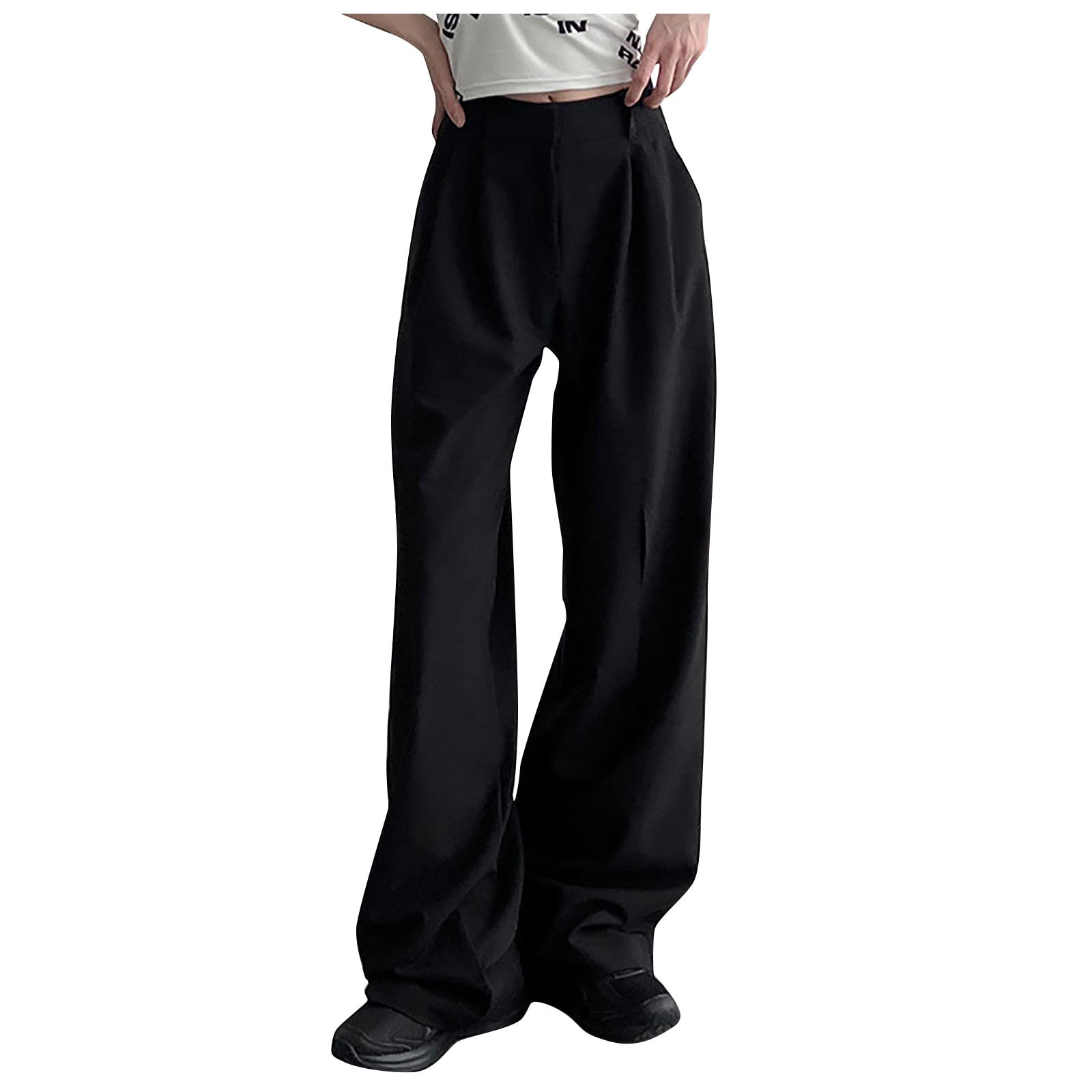 Timbrigte Women's High Waist Cargo Pants - Casual Straight Leg Work Pants for Office & Outdoor