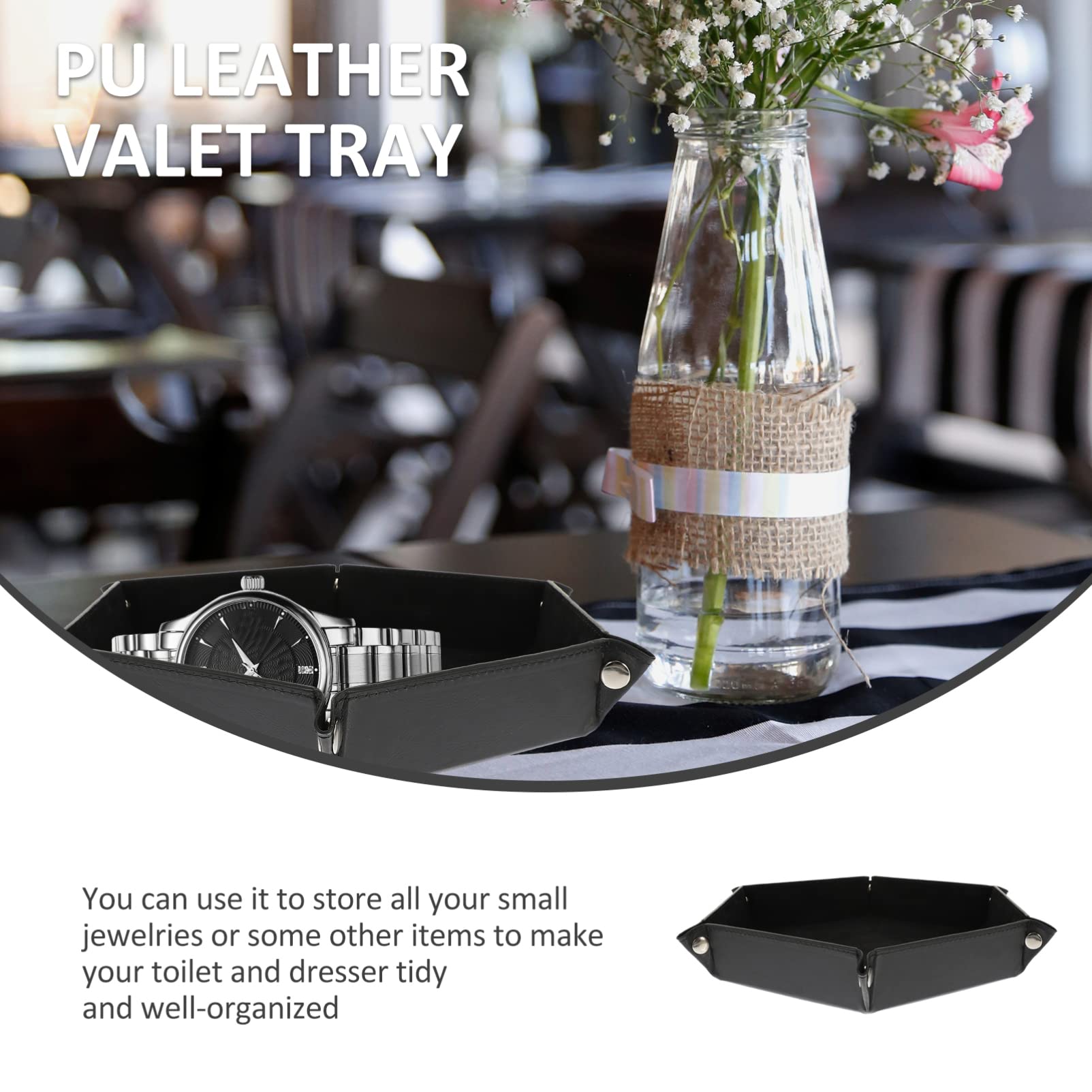 MagicLulu Folding PU Leather Jewelry Display Tray - Multipurpose Storage Organizer for Rings, Earrings & Necklaces | Desk, Vanity & Travel Use
