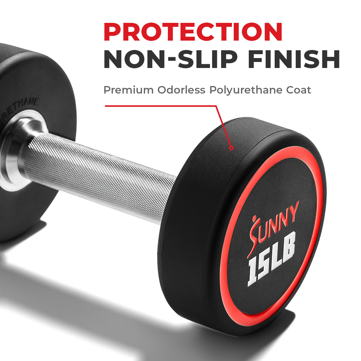Sunny Strength™ Premium Polyurethane Round Dumbbell 5-55LBS Set for Home Gym, Strength Training & Weightlifting - Durable Fitness Equipment for Men & Women