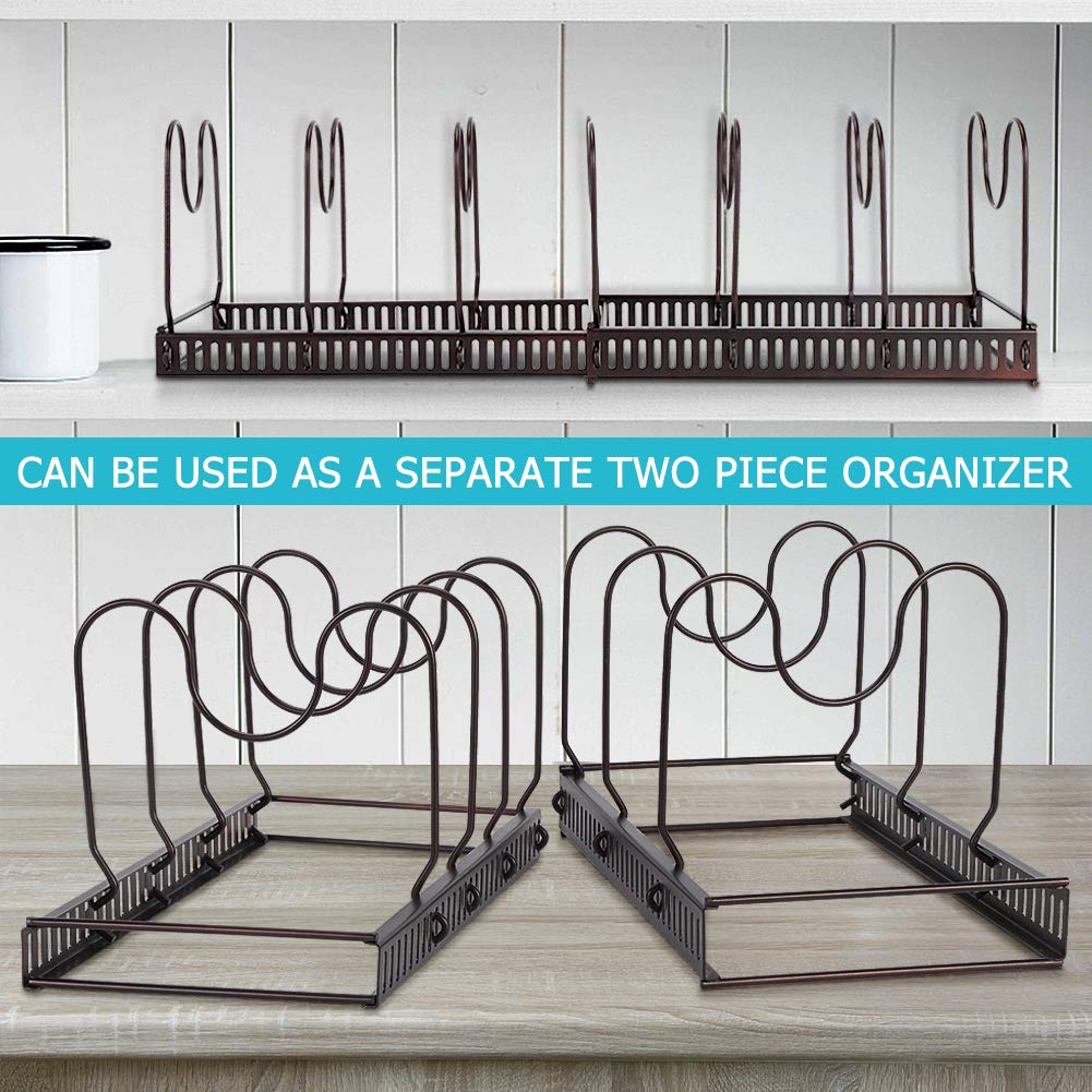 **Cocoarm 7-Tier Expandable Pan Organizer Rack - Adjustable Kitchen Cabinet Storage for Pots, Pans & Lids - Space-Saving Pantry Organizer for Clutter-Free Cabinets - Perfect for Small Kitchens & Organized Cooking**