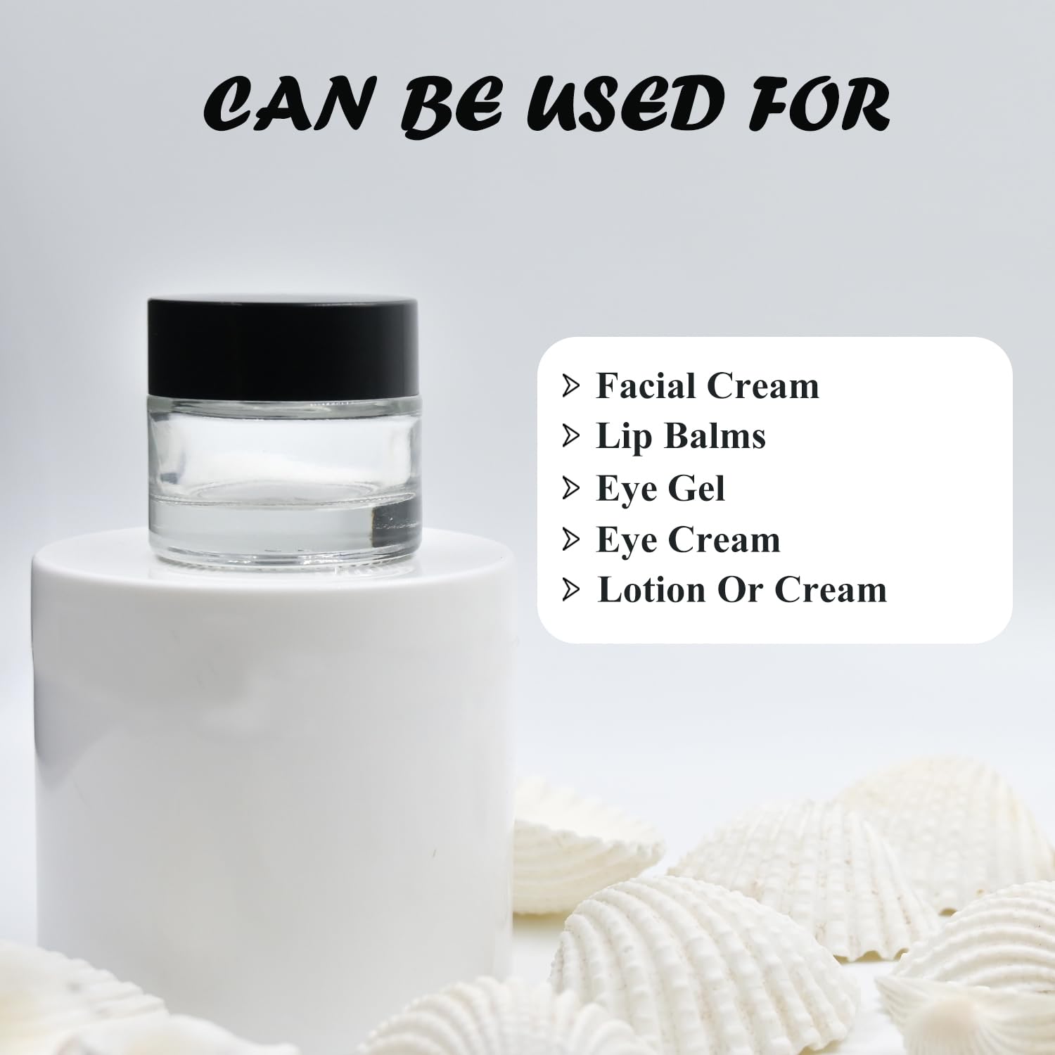 Happy Packaging 10g Clear Round Empty Glass Cosmetic Jars with Black Cap & White Inner Lids - Perfect for DIY Creams, Balms, Face Scrubs & Body Lotions | Ideal for Home Beauty Products, Skincare Storage & Travel Containers