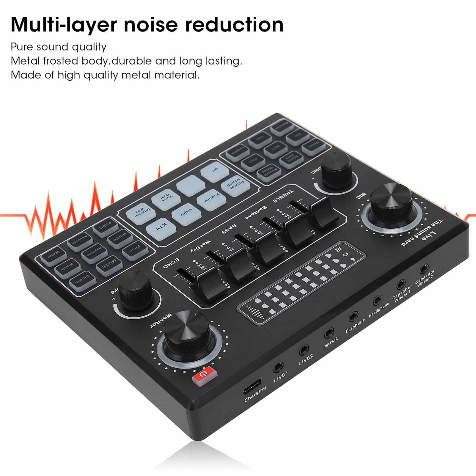 Yctze V9 Sound Card Mixer - Professional Stereo Audio Interface for Gaming, Live Streaming, PC, PS4 & Mobile Broadcasting | Ideal for Twitch, YouTube & Podcasting