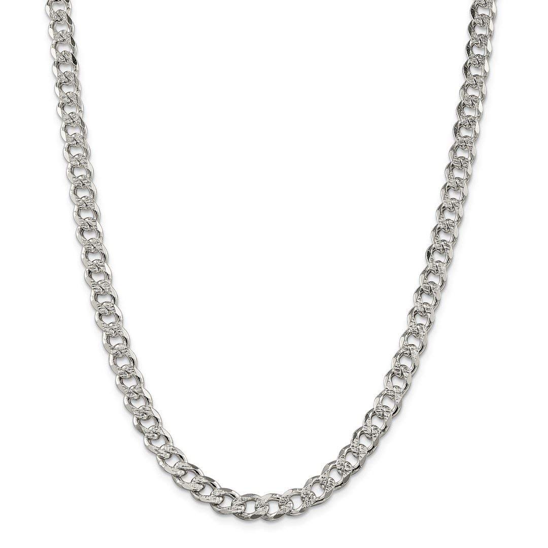 925 Sterling Silver 7.5mm Curb Chain Necklace with Pendant Charm | Pave Fancy Fine Jewelry for Women | Elegant Gift for Her | Perfect for Date Night, Anniversary & Special Occasions